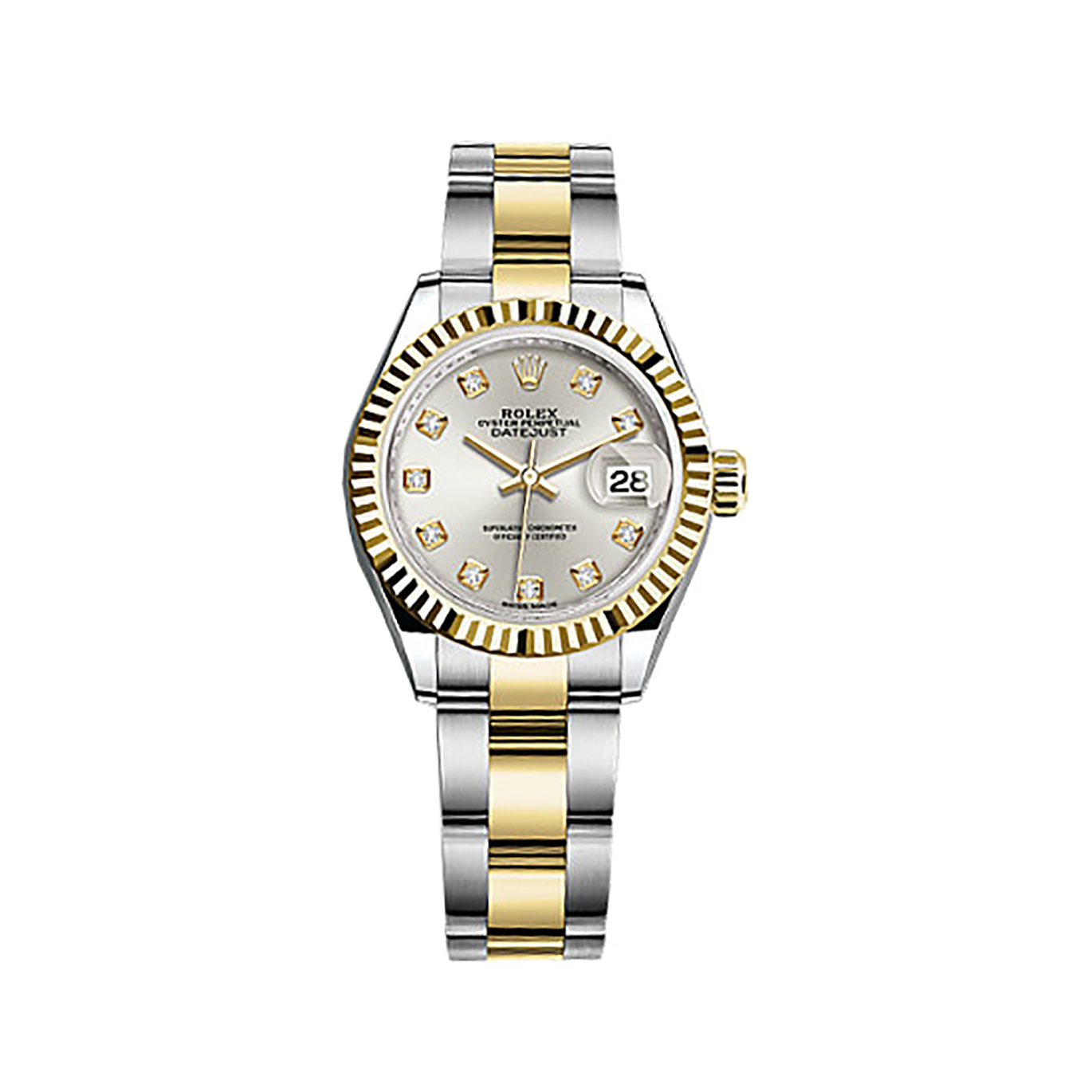 Lady-Datejust 28 279173 Gold & Stainless Steel Watch (Silver Set with Diamonds)