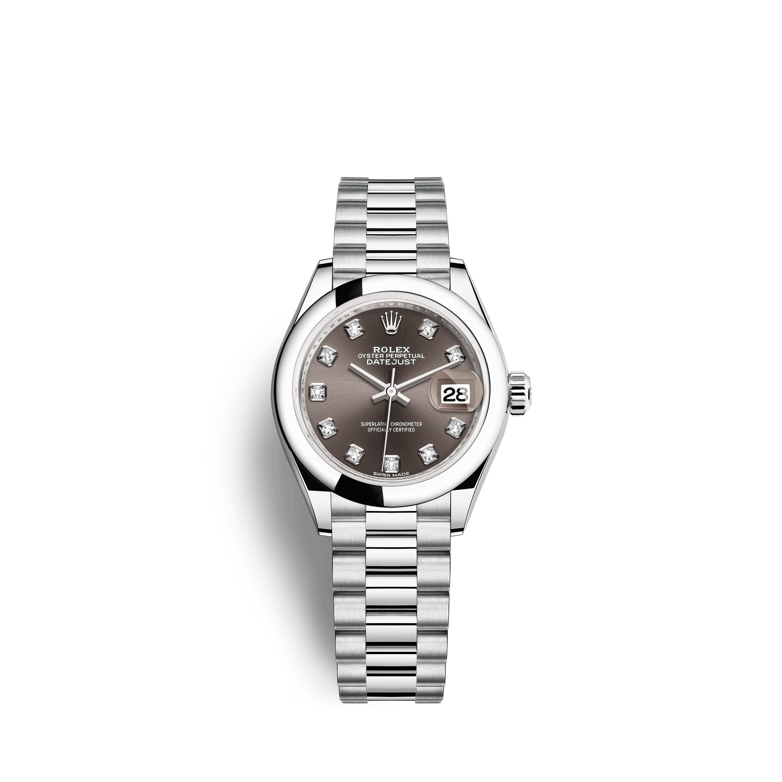Lady-Datejust 28 279166 Platinum Watch (Dark Grey Set with Diamonds)