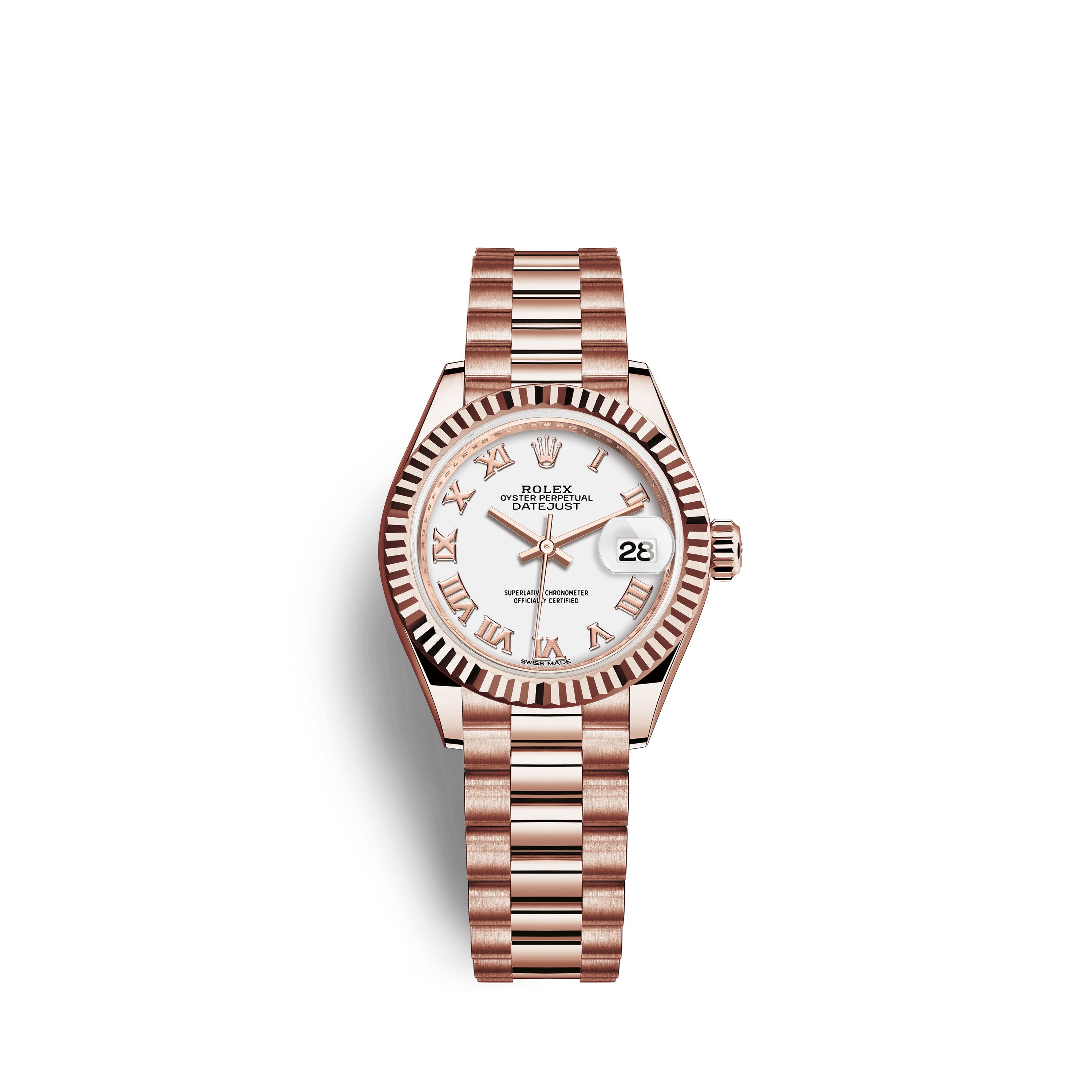 Lady-Datejust 28 279175 Rose Gold Watch (White) - Click Image to Close