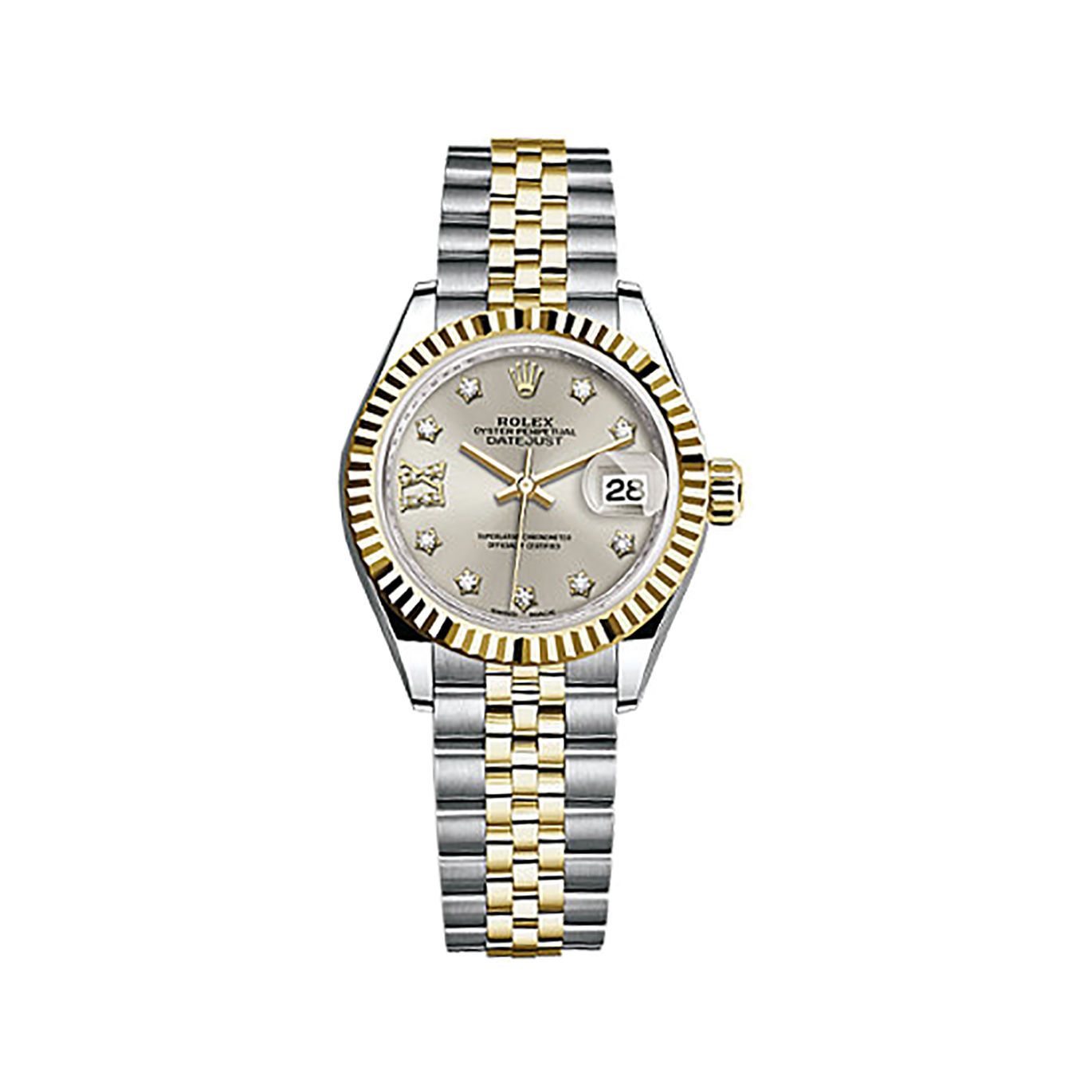 Lady-Datejust 28 279173 Gold & Stainless Steel Watch (Silver Set with Diamonds) - Click Image to Close