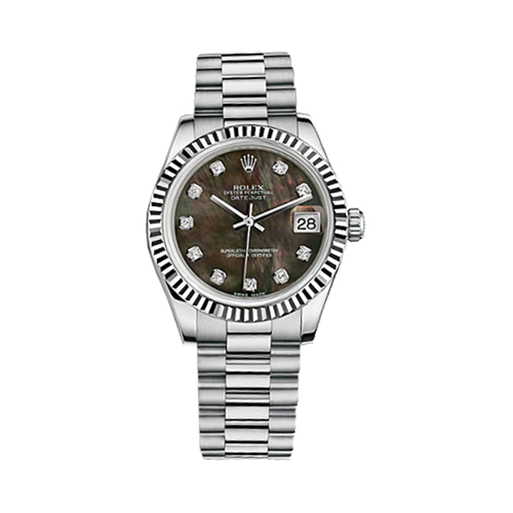 Datejust 31 178279 White Gold Watch (Black Mother-of-Pearl Set with Diamonds)