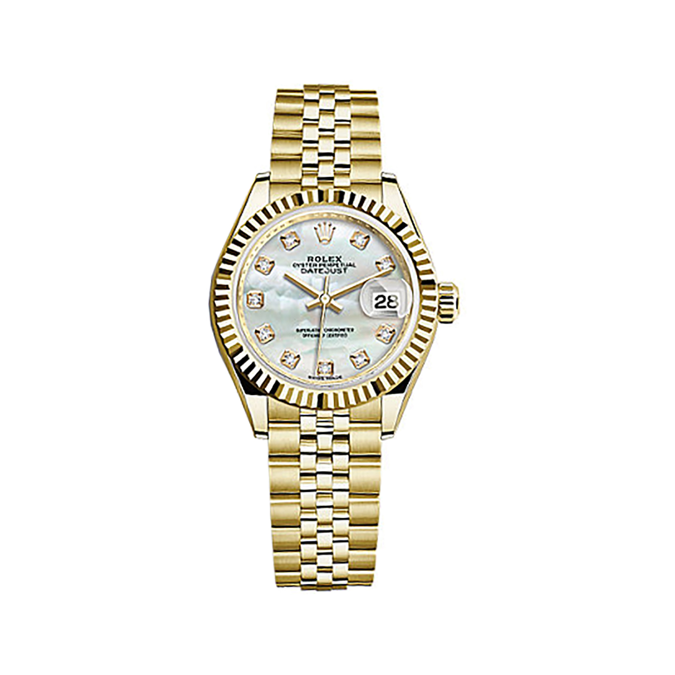 Lady-Datejust 28 279178 Gold Watch (White Mother-of-pearl Set with Diamonds)