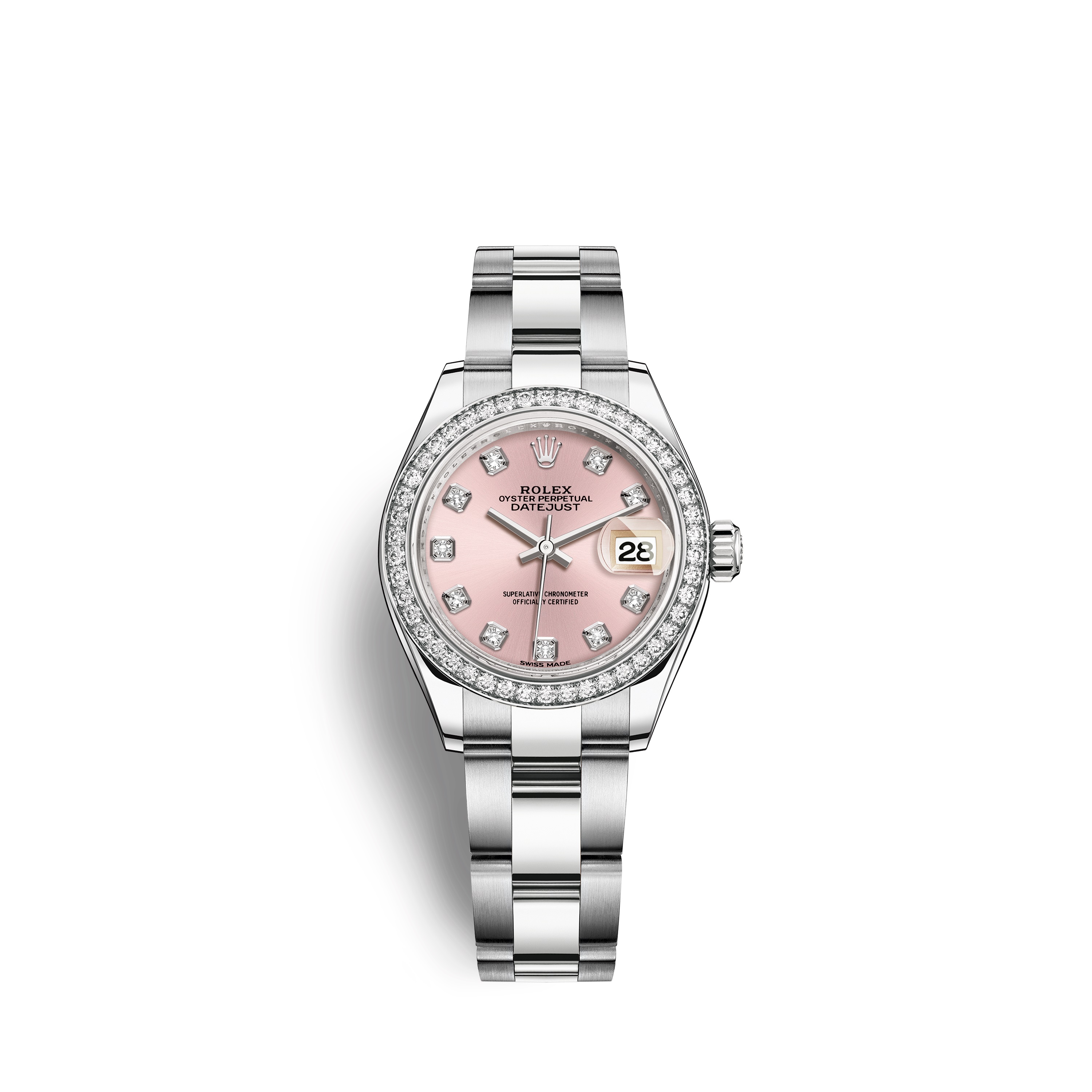 Lady-Datejust 28 279384RBR White Gold & Stainless Steel Watch (Pink Set with Diamonds)