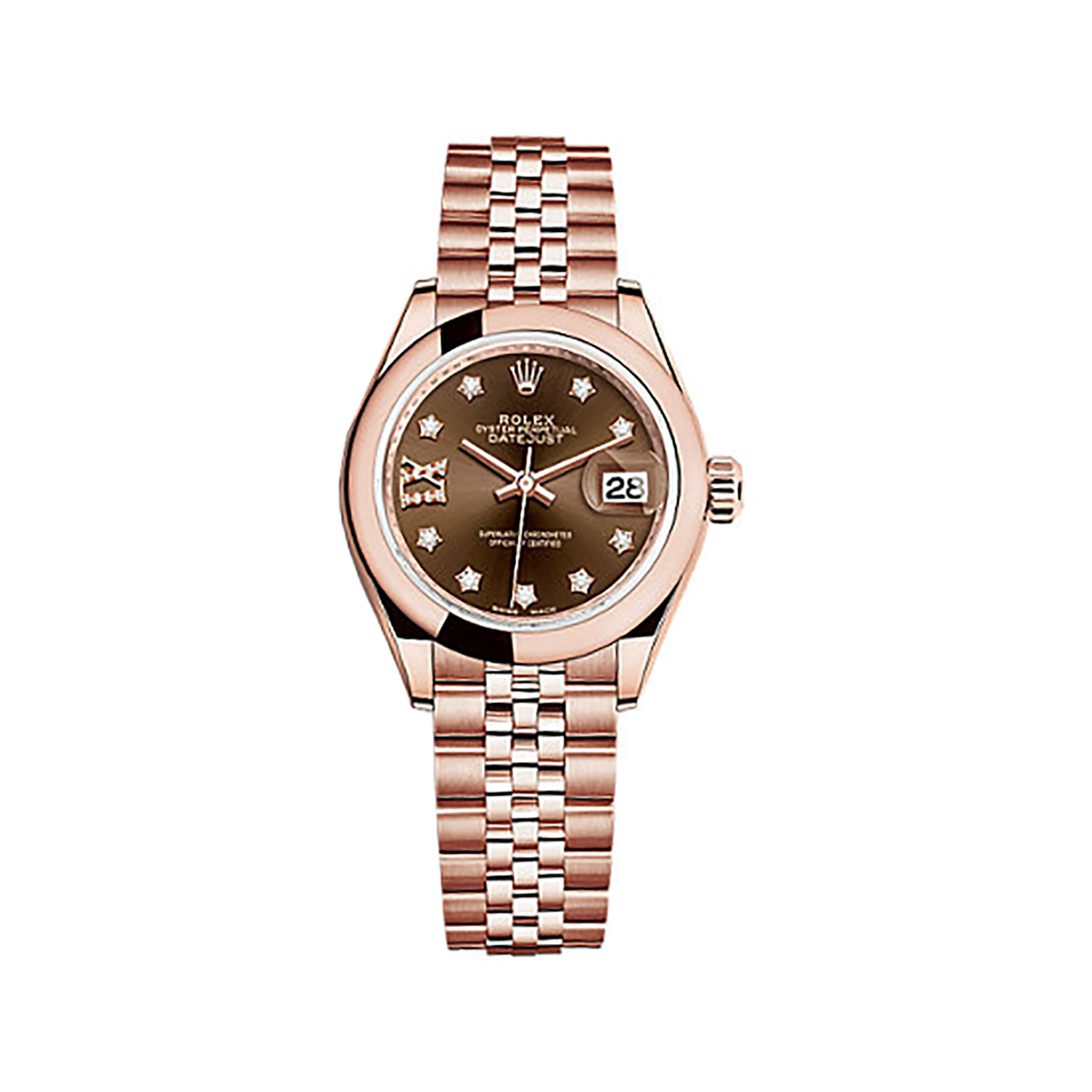 Lady-Datejust 28 279165 Rose Gold Watch (Chocolate Set with Diamonds)