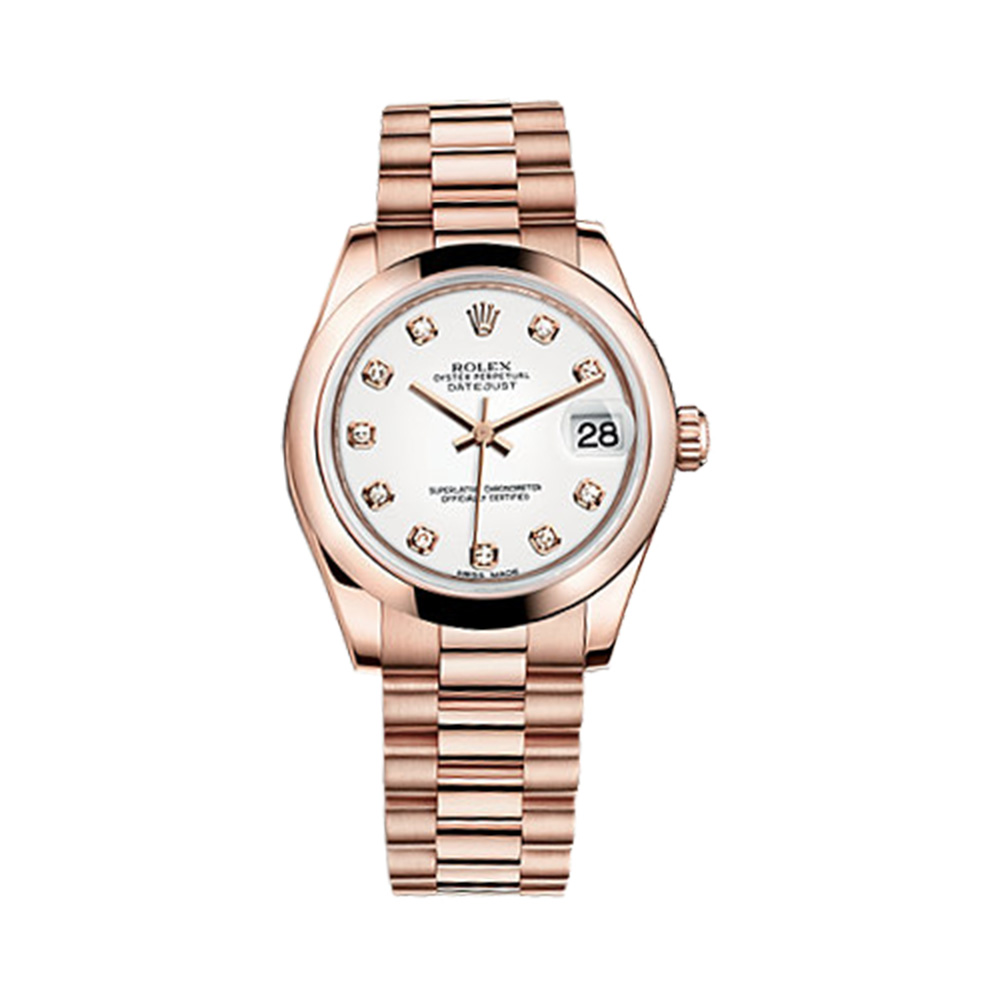 Datejust 31 178245f Rose Gold Watch (White Set with Diamonds)