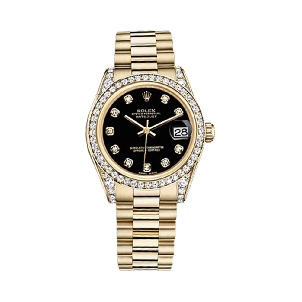 Datejust 31 178158 Gold & Diamonds Watch (Black Set with Diamonds)