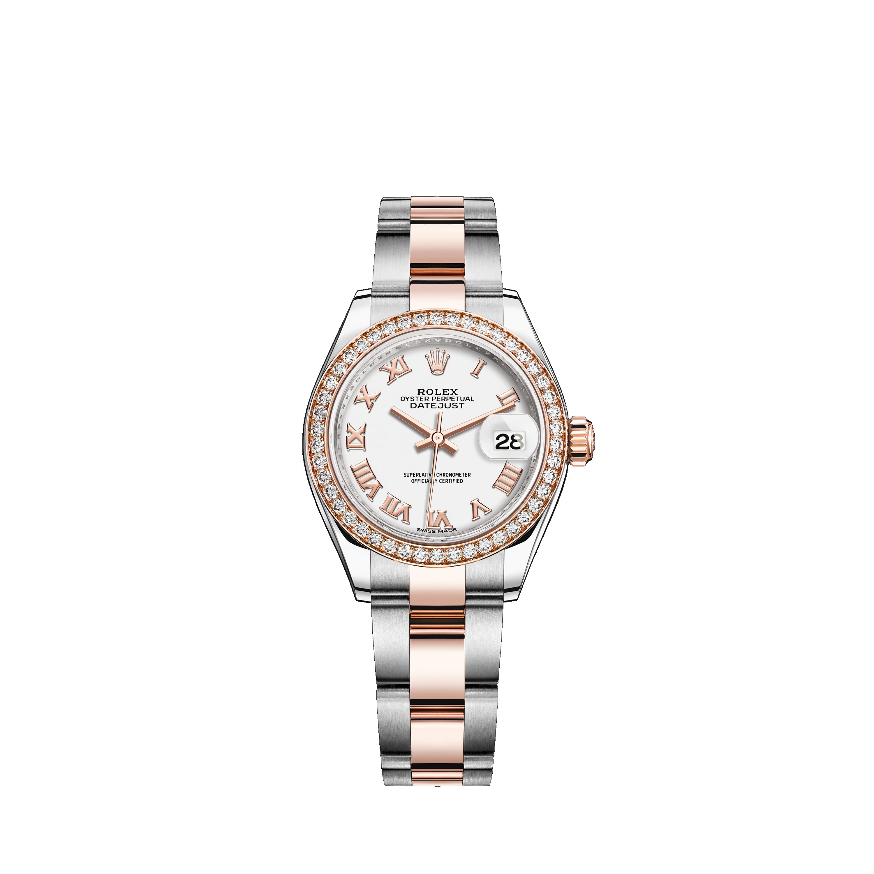 Lady-Datejust 28 279381RBR Rose Gold & Diamonds Watch (White)