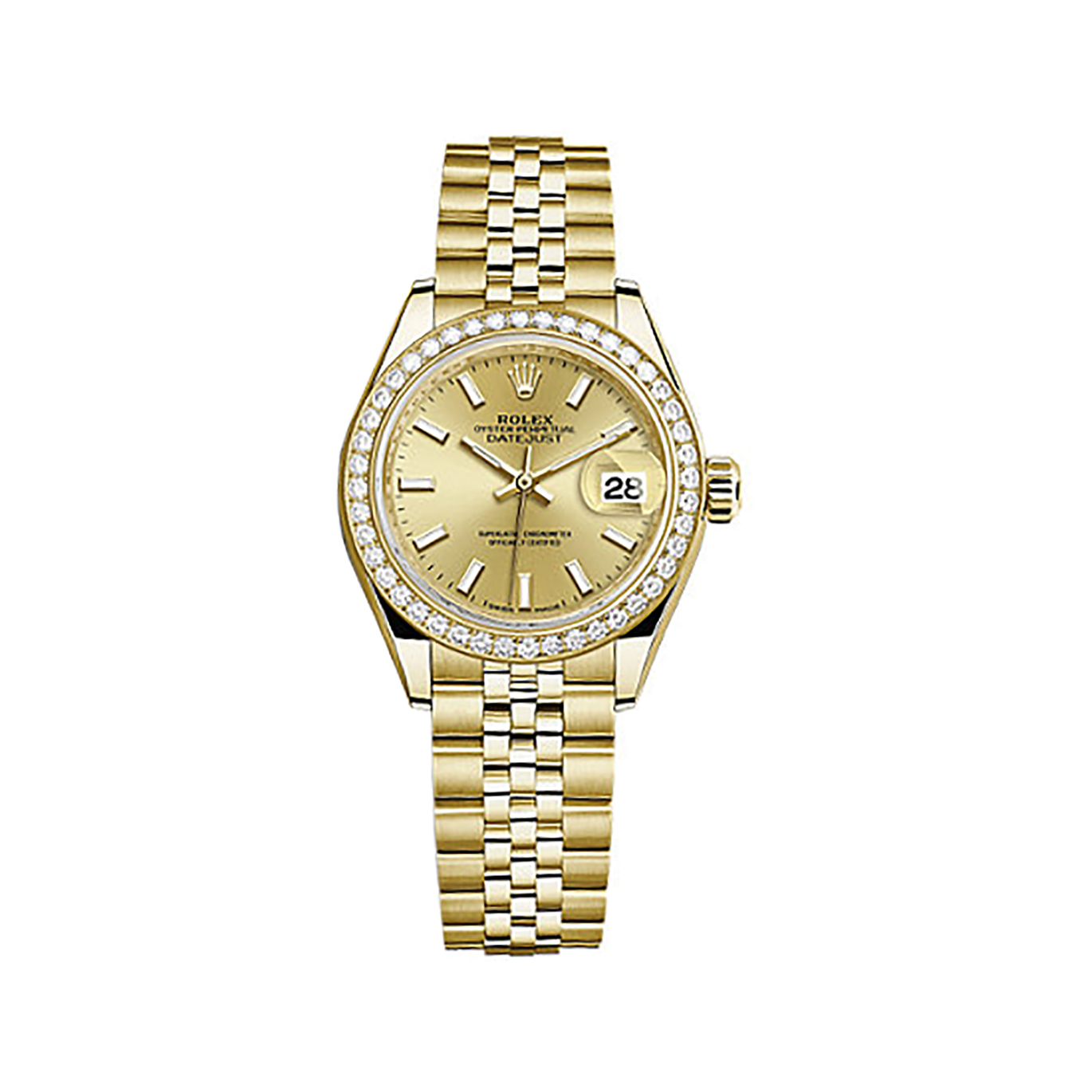 Lady-Datejust 28 279138RBR Gold & Diamonds Watch (Champagne)