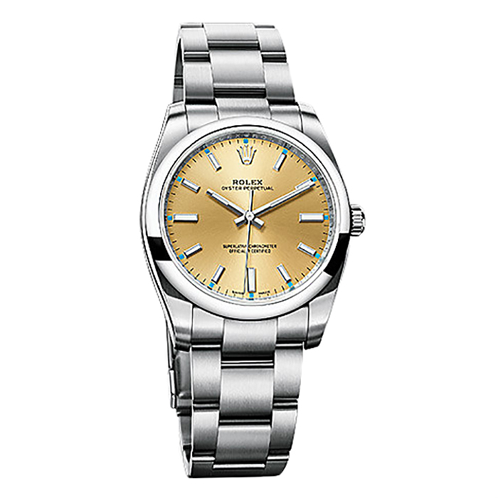 Oyster Perpetual 34 114200 Stainless Steel Watch (Champagne)