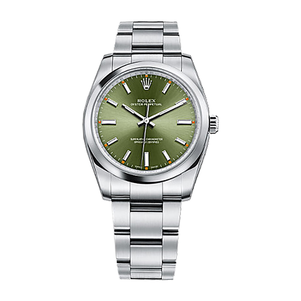 Oyster Perpetual 34 114200 Stainless Steel Watch (Olive Green)