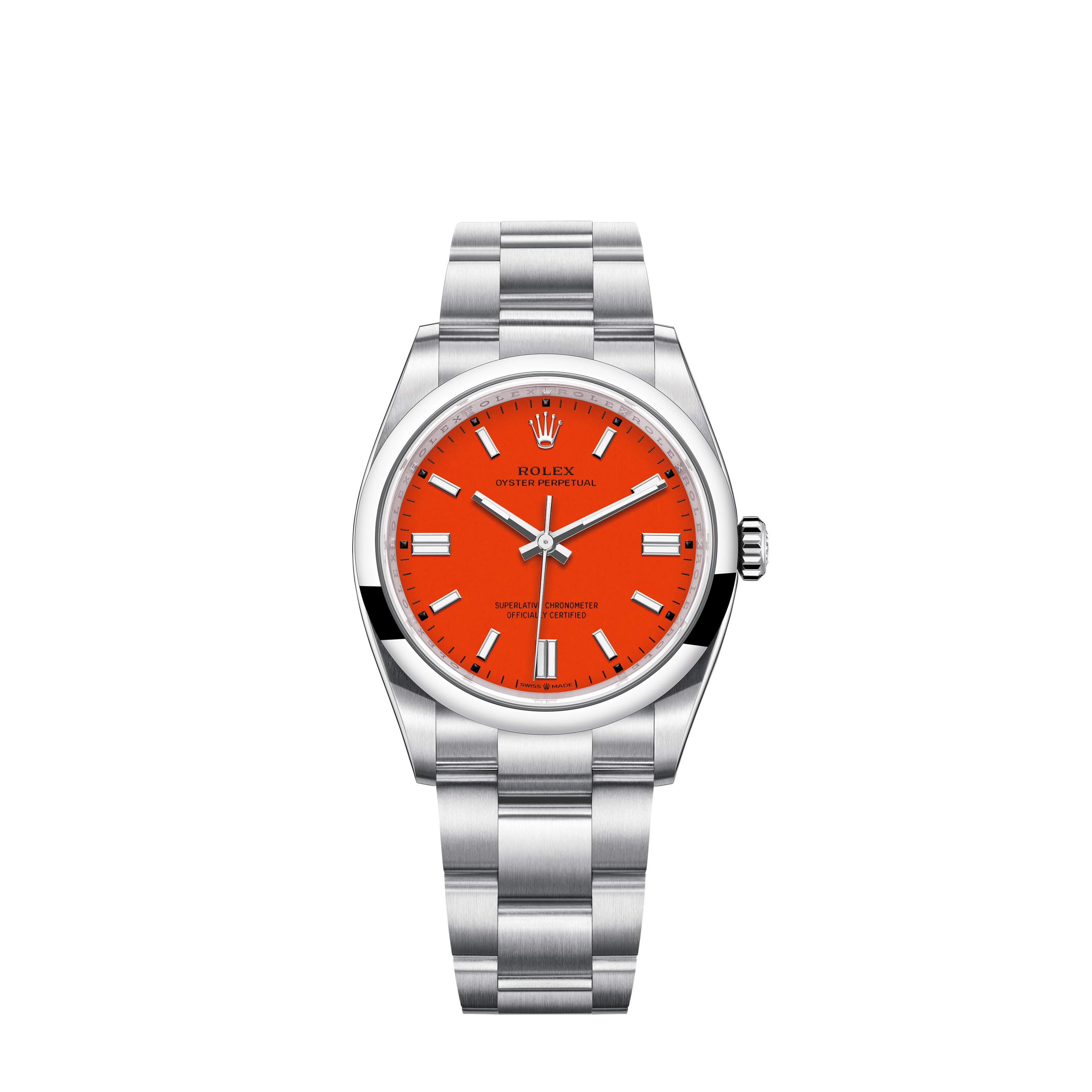 Oyster Perpetual 36 126000 Stainless Steel Watch (Coral Red)