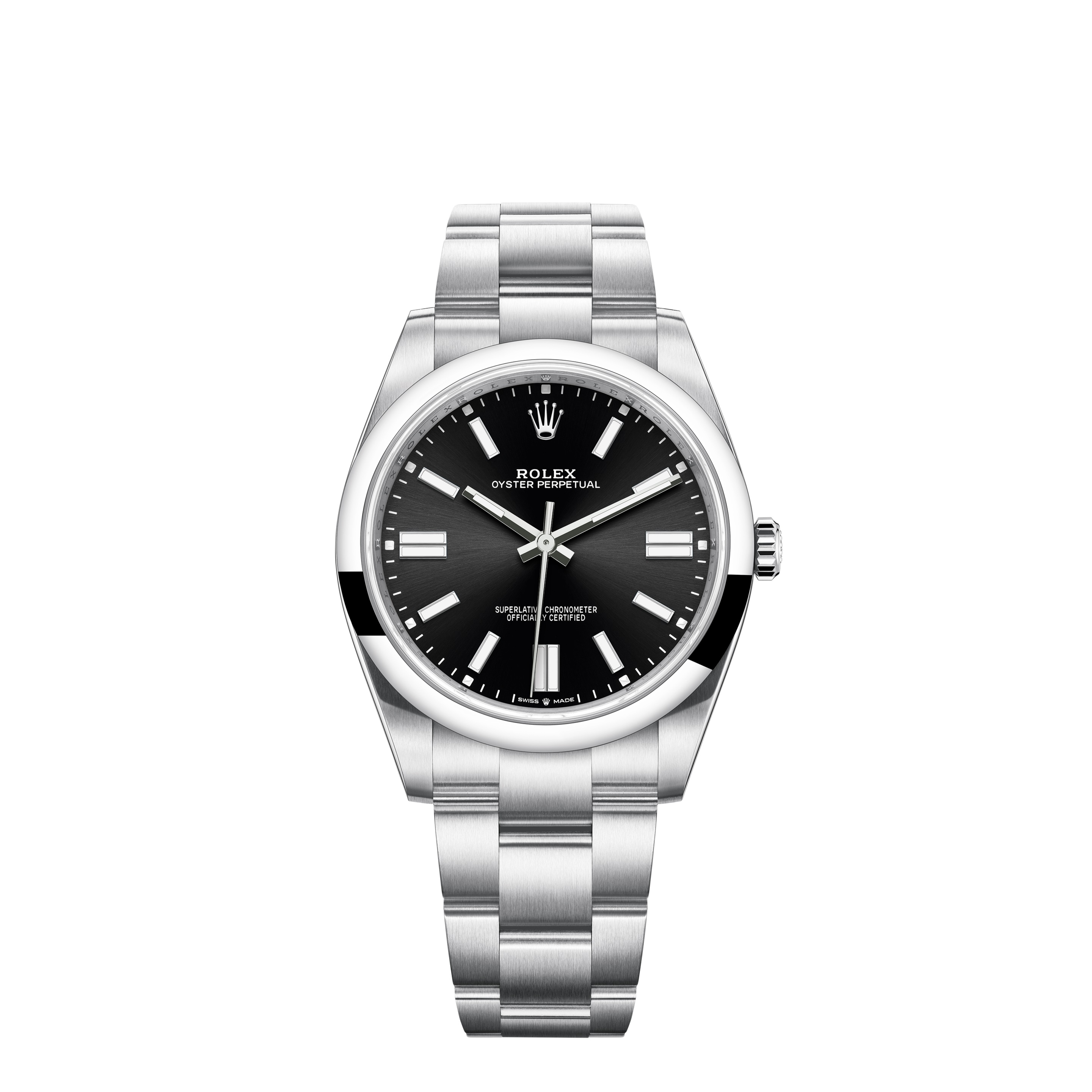Oyster Perpetual 41 124300 Stainless Steel Watch (Bright Black)