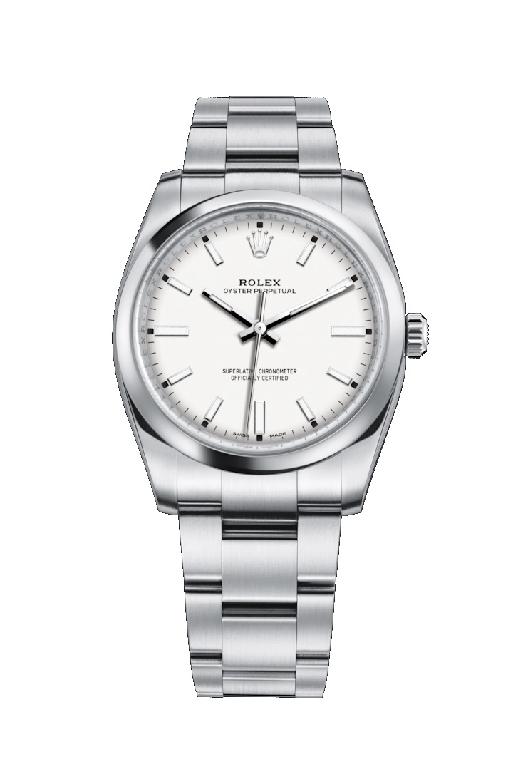 Oyster Perpetual 34 114200 Stainless Steel Watch (White)