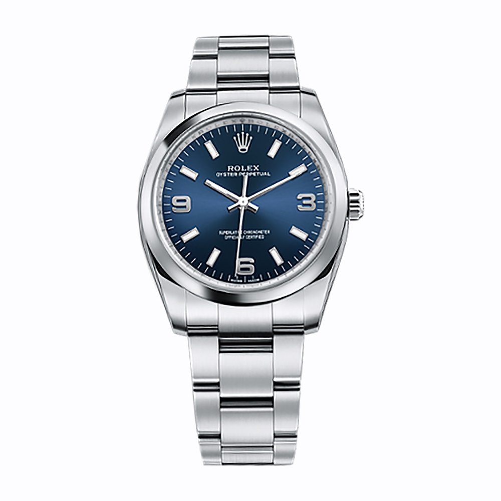 Oyster Perpetual 34 114200 Stainless Steel Watch (Blue)