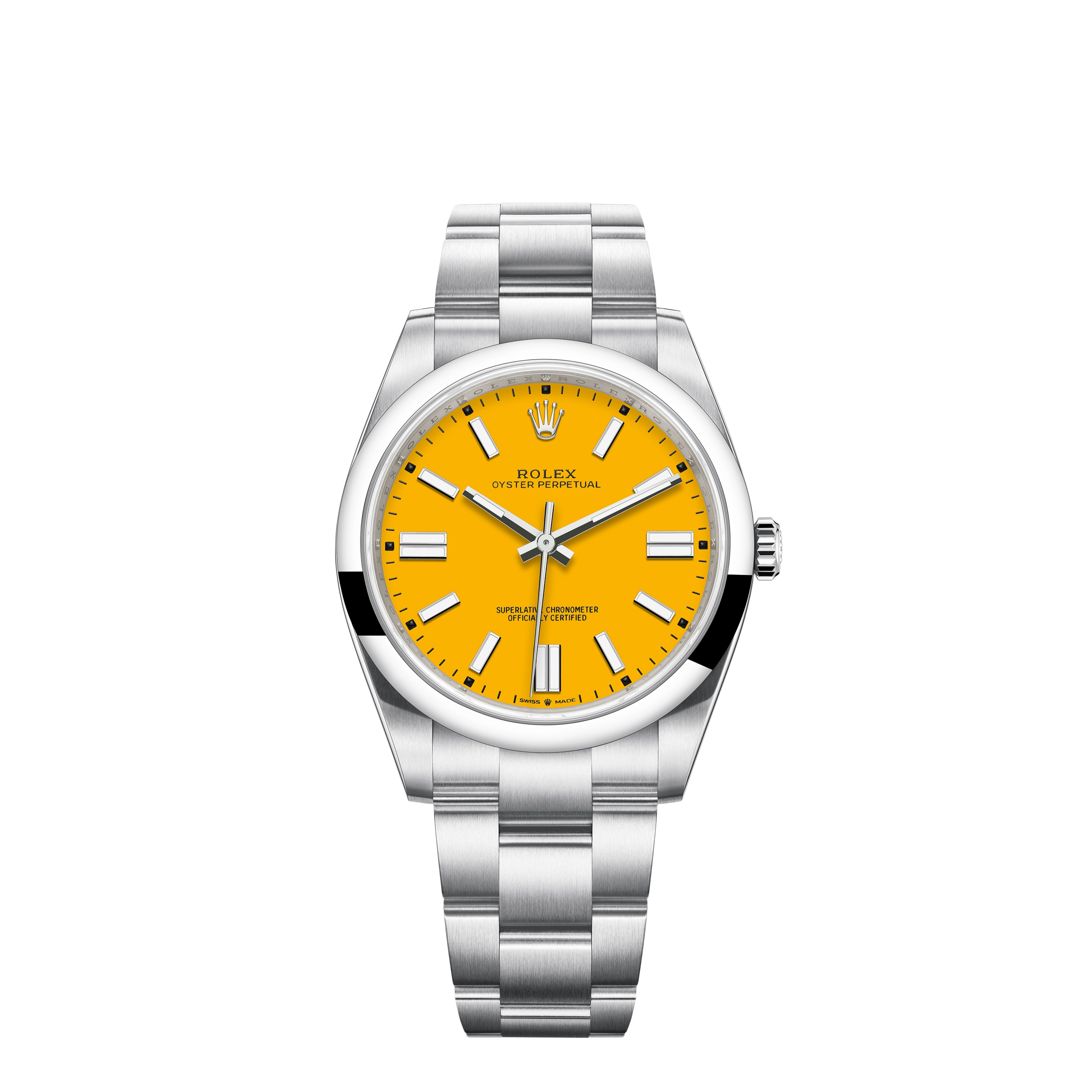Oyster Perpetual 41 124300 Stainless Steel Watch (Yellow)