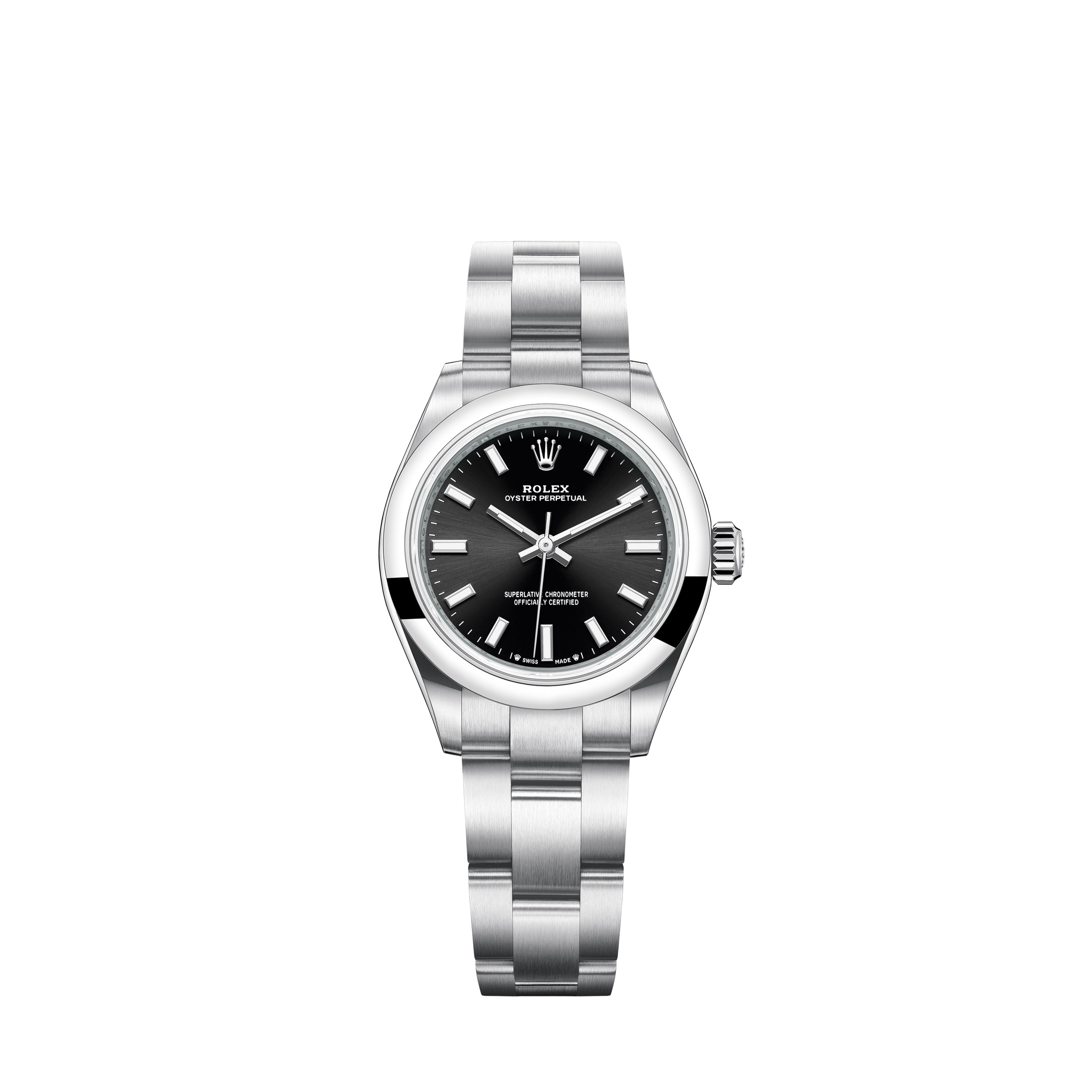 Oyster Perpetual 28 276200 Stainless Steel Watch (Bright Black)