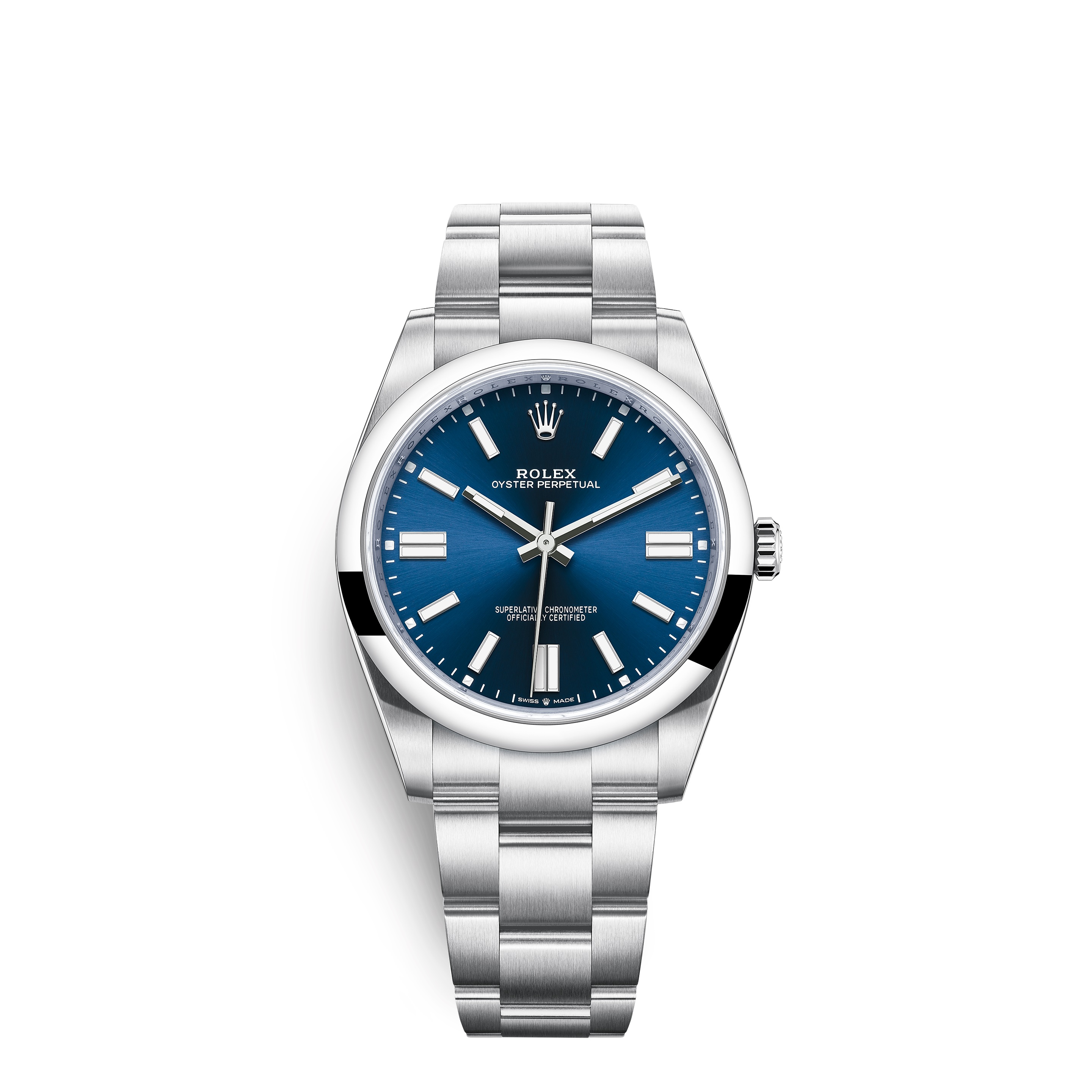 Oyster Perpetual 41 124300 Stainless Steel Watch (Bright Blue)