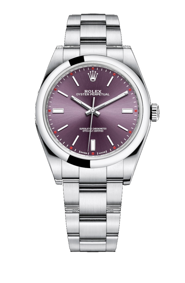 Oyster Perpetual 39 114300 Stainless Steel Watch (Red Grape)