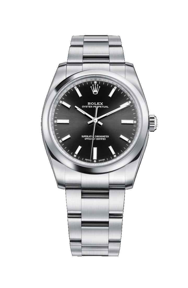 Oyster Perpetual 34 114200 Stainless Steel Watch (Black)