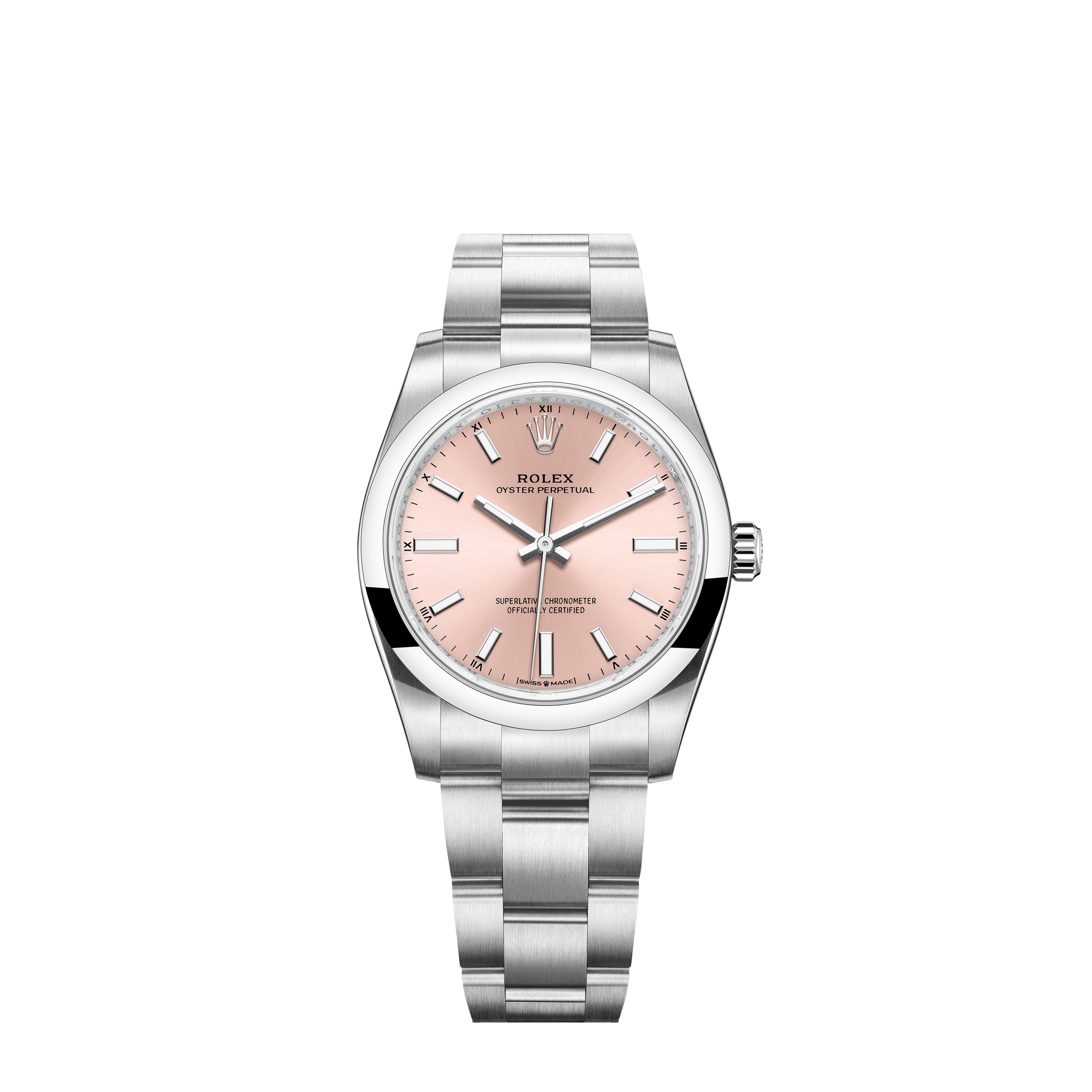 Oyster Perpetual 34 124200 Stainless Steel Watch (Pink)