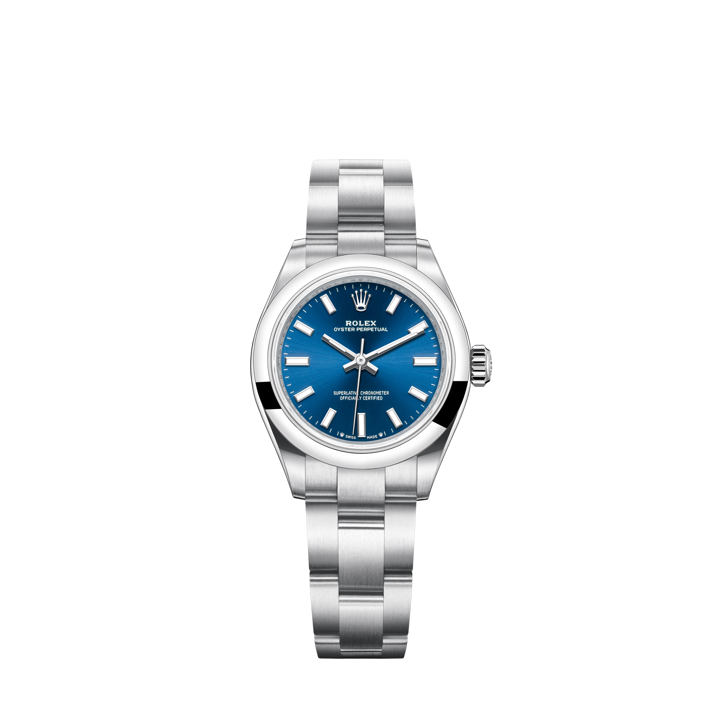 Oyster Perpetual 28 276200 Stainless Steel Watch (Bright Blue)