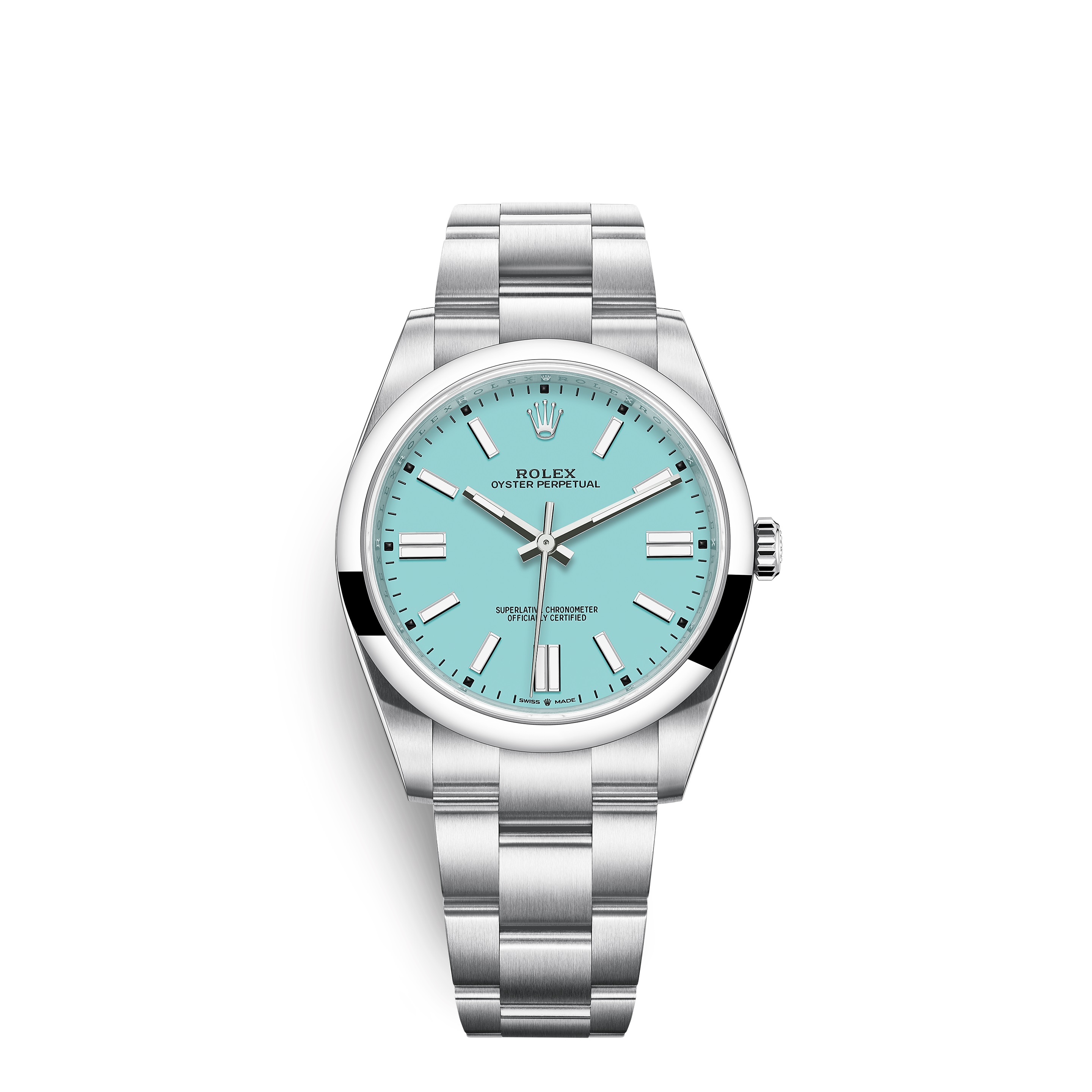 Oyster Perpetual 41 124300 Stainless Steel Watch (Turquoise Blue)