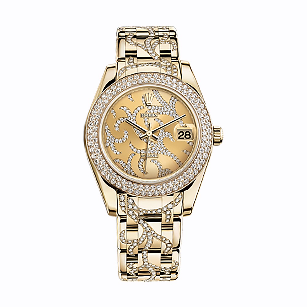 Pearlmaster 34 81338 Gold Watch (Champagne Set with Diamonds)