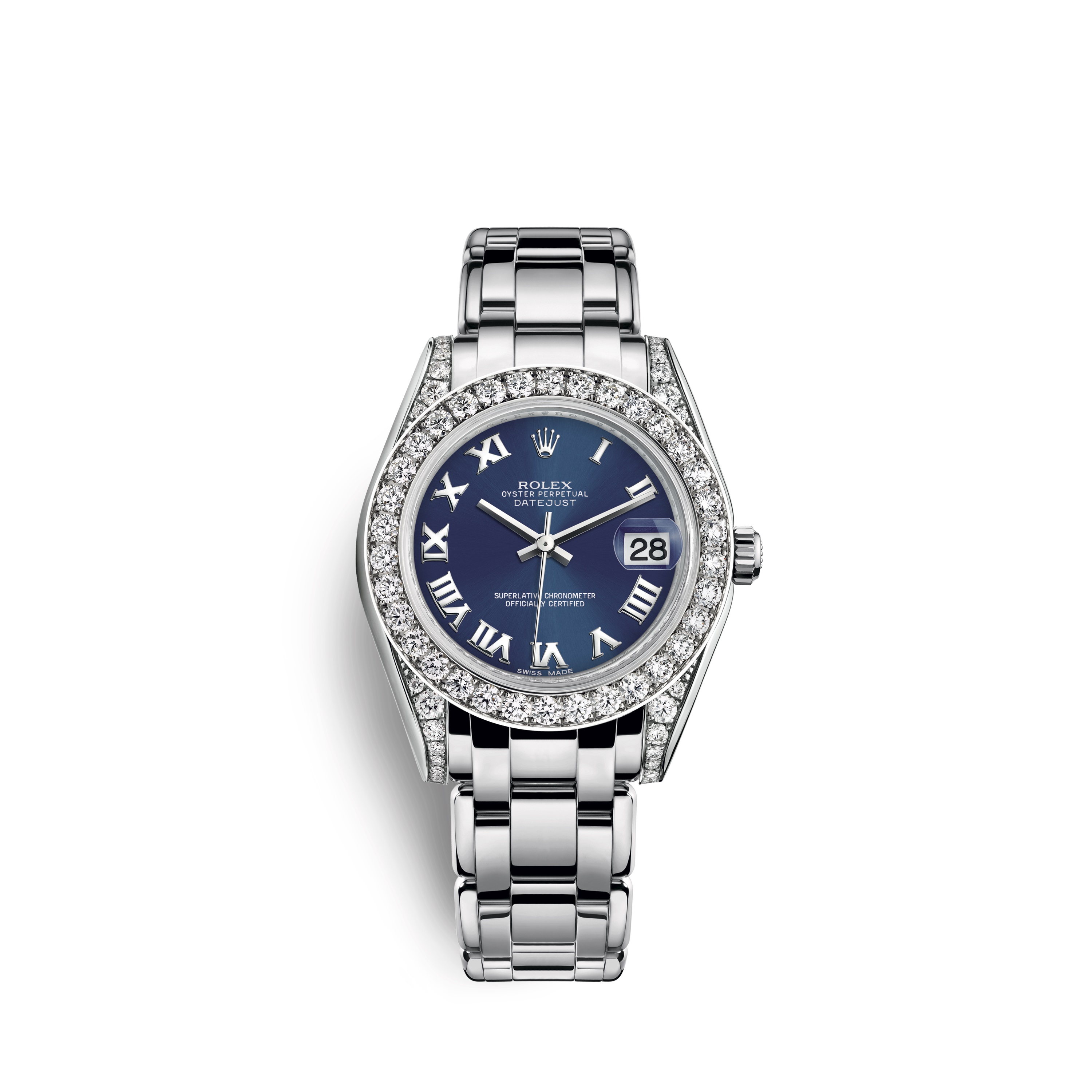Pearlmaster 34 81159 White Gold & Diamonds Watch (Blue)
