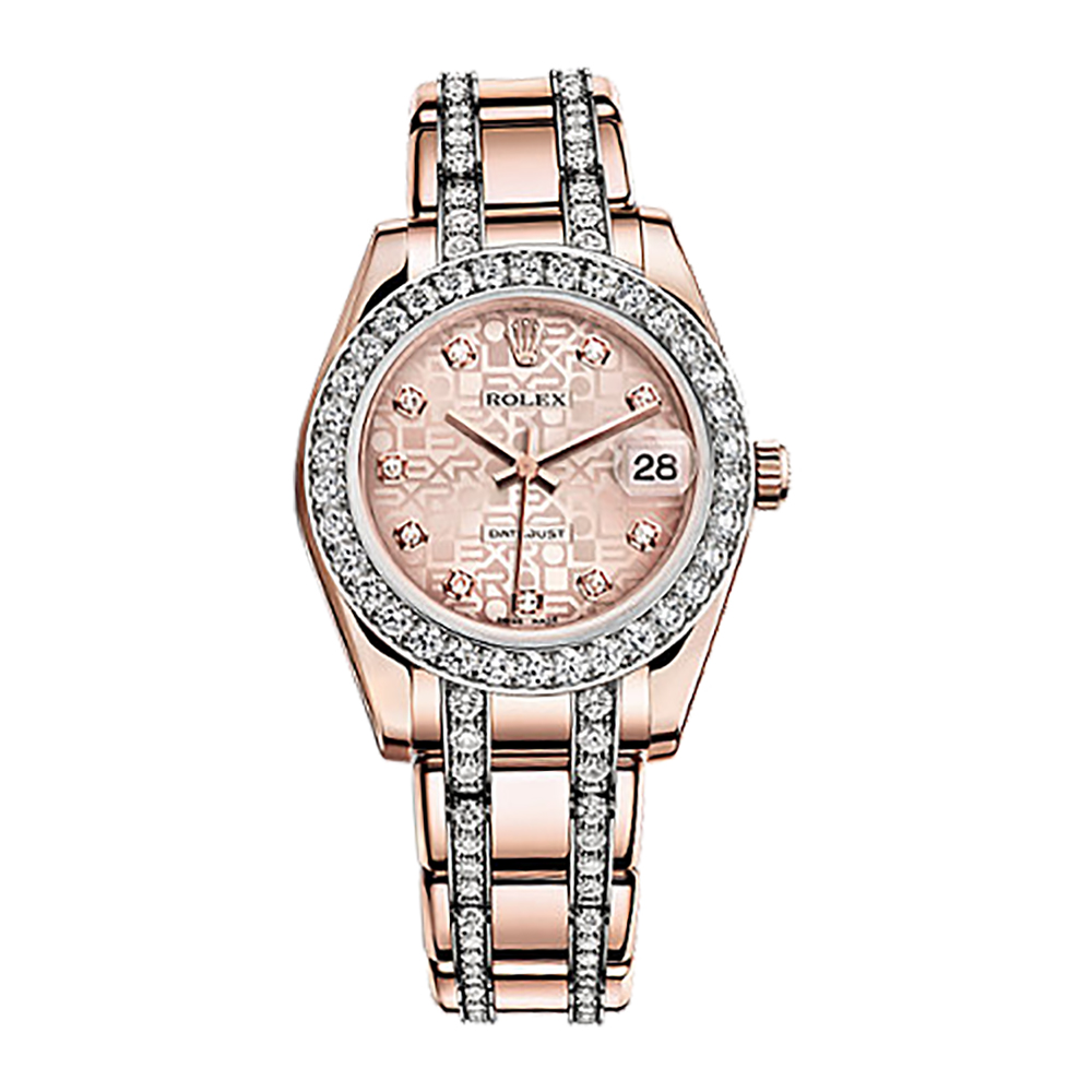 Pearlmaster 34 81285 Rose Gold Watch (Pink Jubilee Design Set with Diamonds)