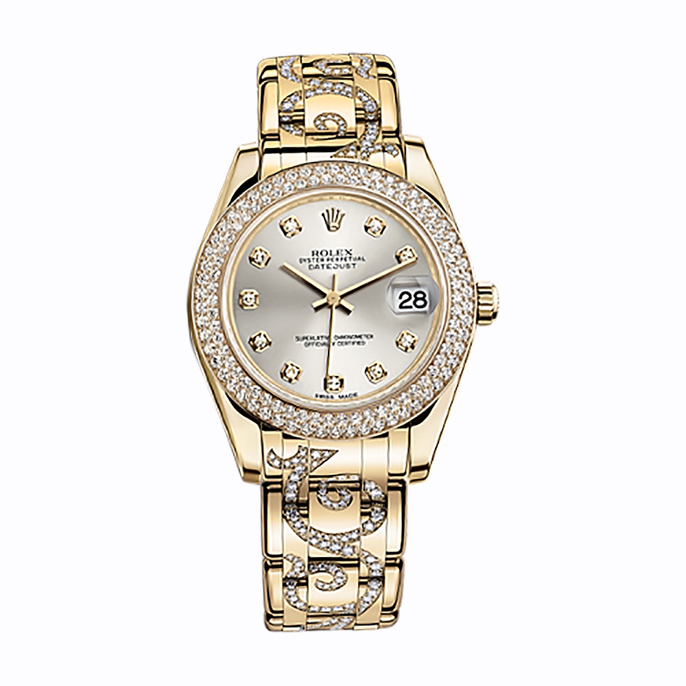 Pearlmaster 34 81338 Gold Watch (Silver Set with Diamonds)