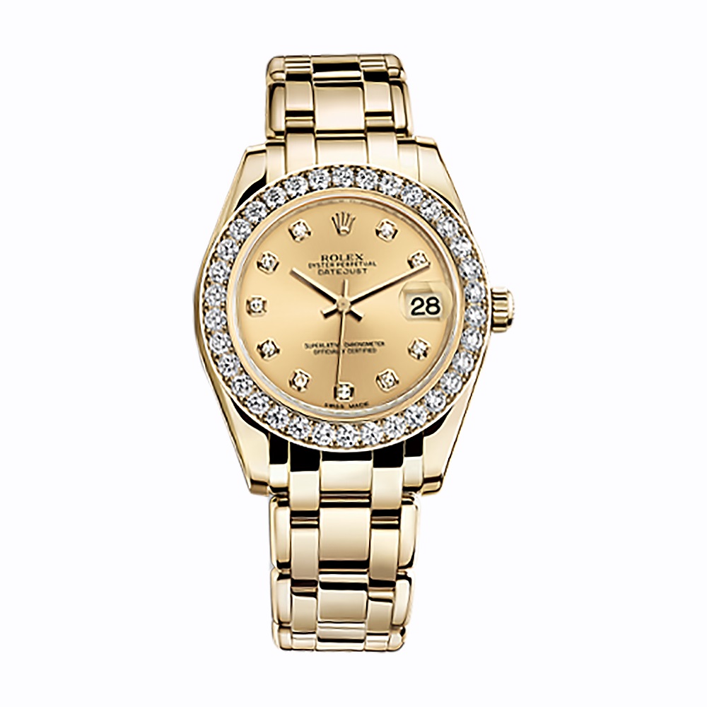 Pearlmaster 34 81298 Gold Watch (Champagne Set with Diamonds)