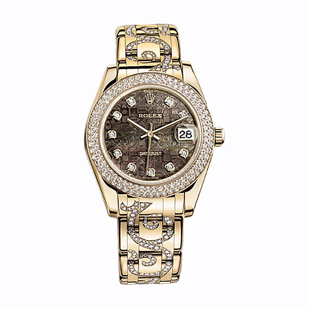 Pearlmaster 34 81338 Gold Watch (Black Mother-of-Pearl Jubilee Design Set with Diamonds)