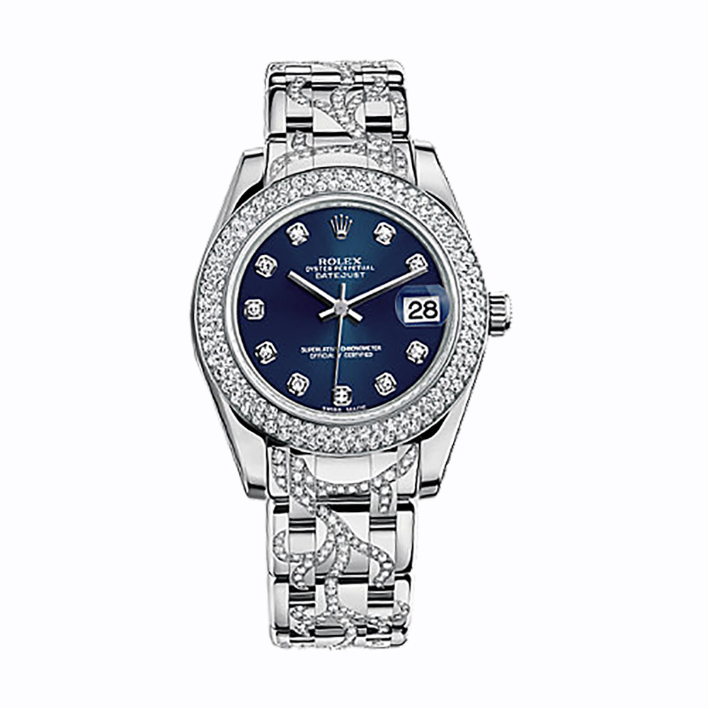 Pearlmaster 34 81339 White Gold Watch (Blue Set with Diamonds)