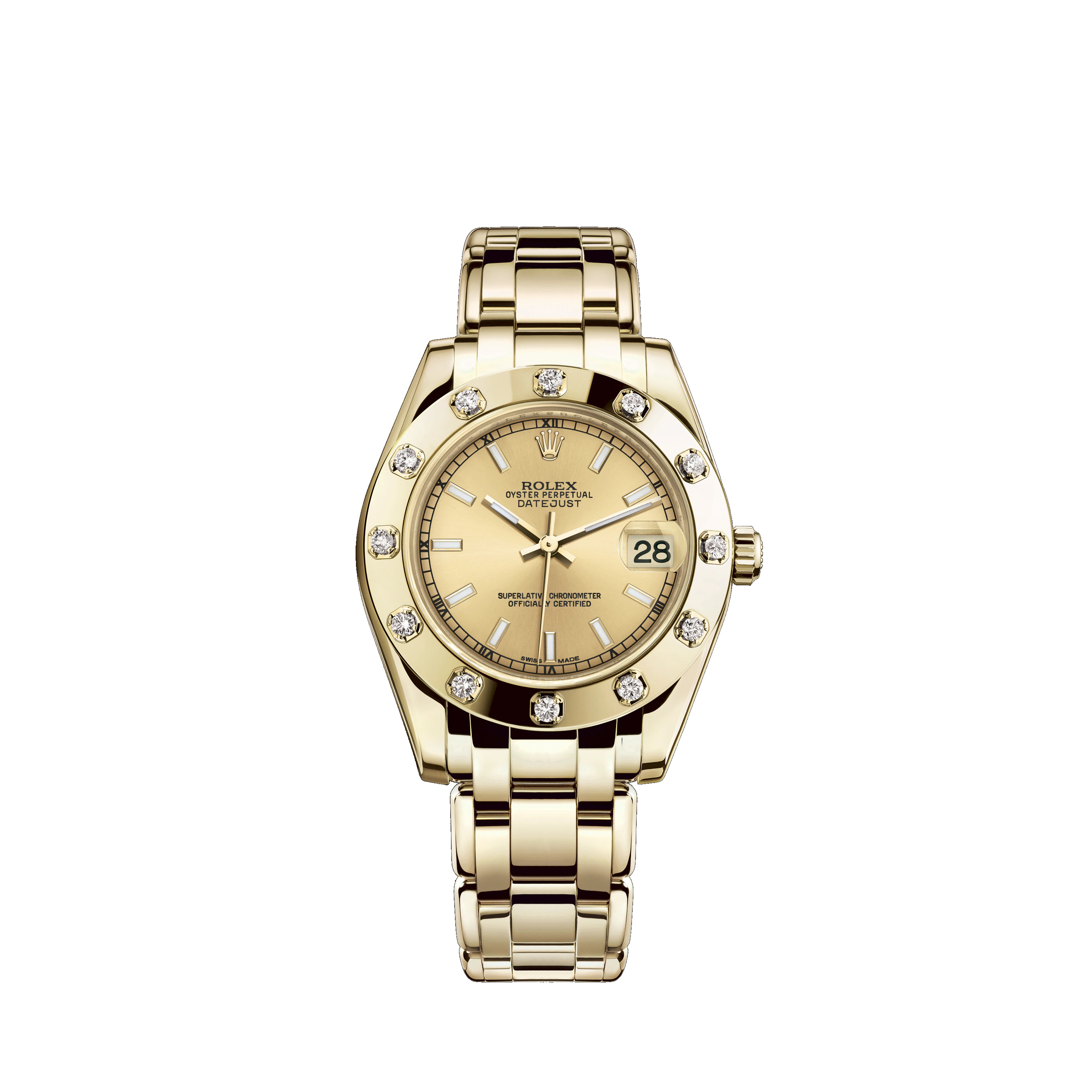 Pearlmaster 34 81318 Gold & Diamonds Watch (Champagne-Colour)