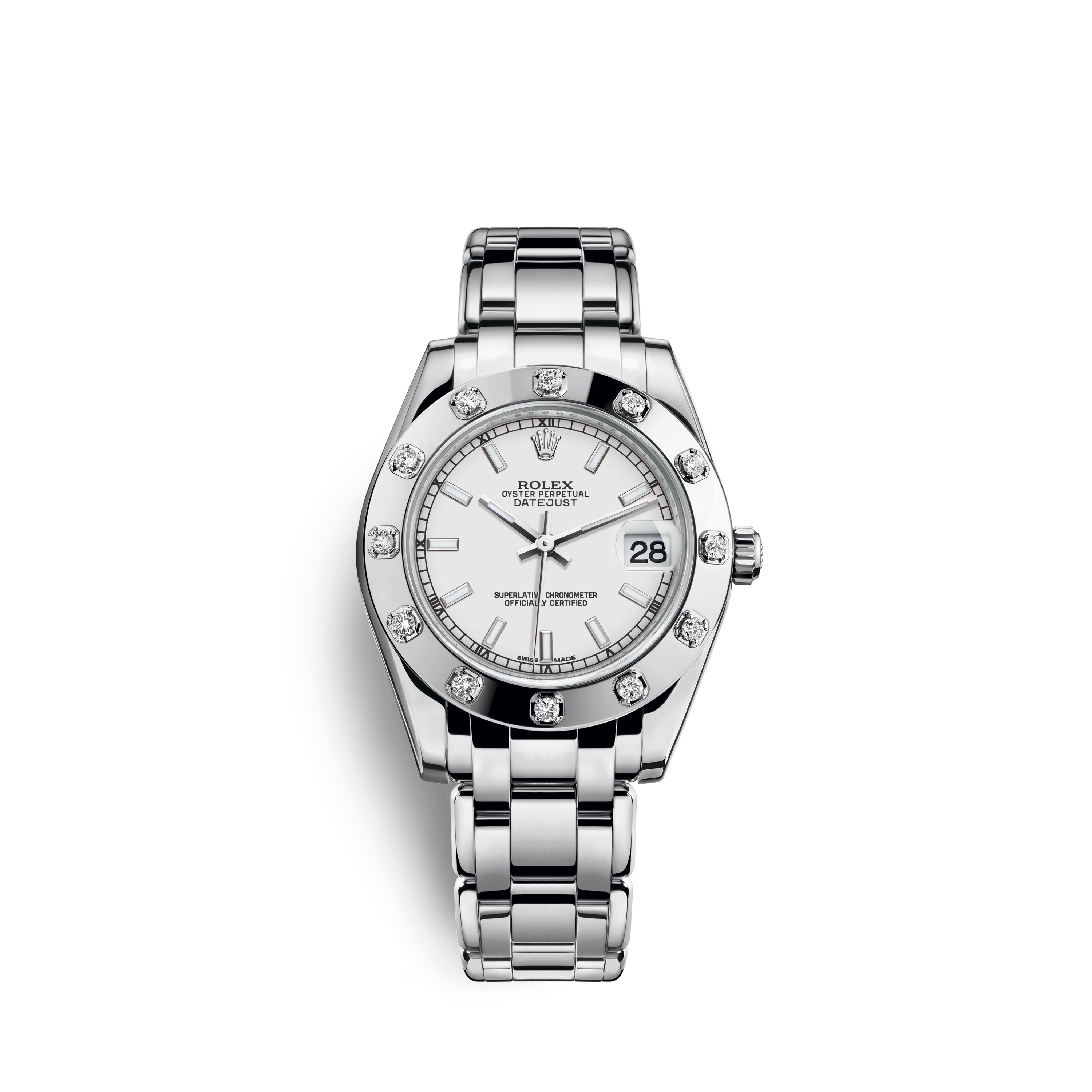 Pearlmaster 34 81319 White Gold & Diamonds Watch (White)