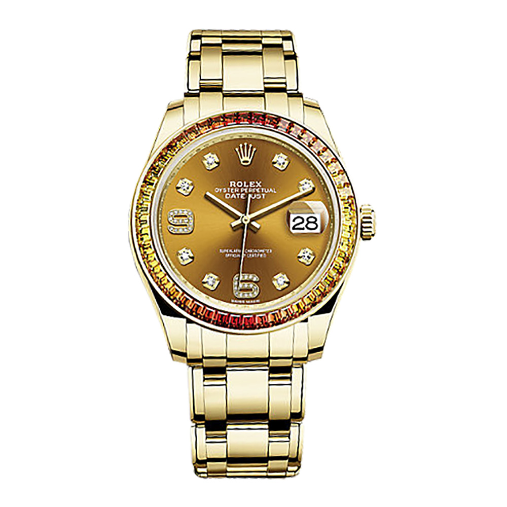 Datejust Pearlmaster 86348SAJOR Gold Watch (Cognac Set with Diamonds)