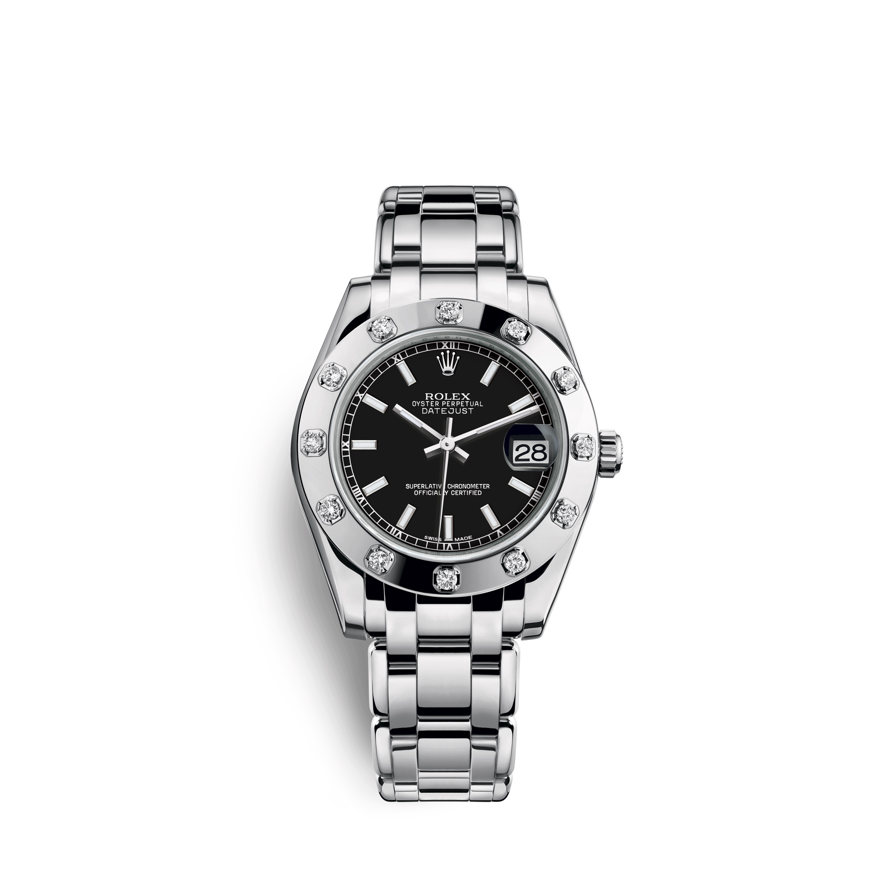 Pearlmaster 34 81319 White Gold & Diamonds Watch (Black)