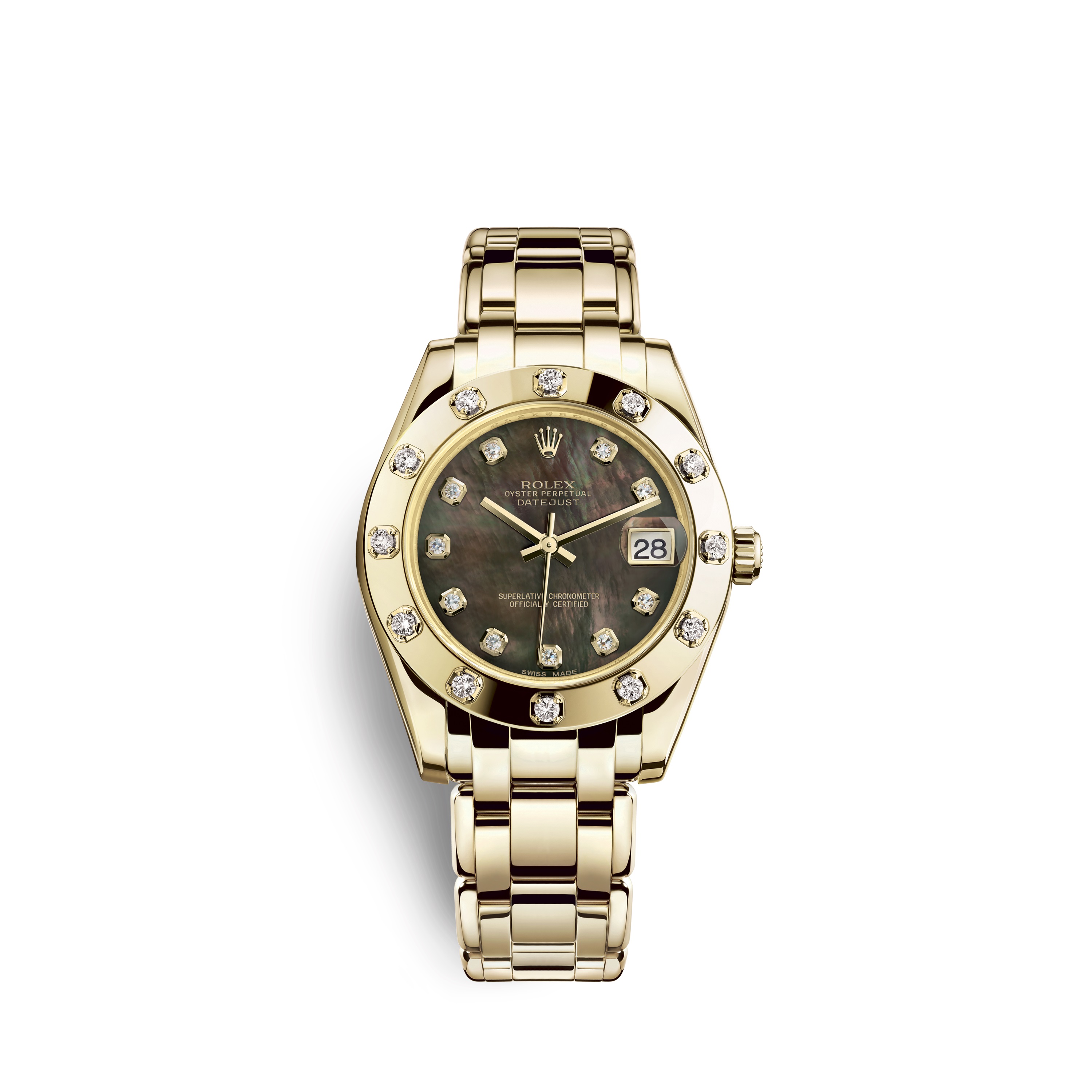 Pearlmaster 34 81318 Gold & Diamonds Watch (Black Mother-of-Pearl Set with Diamonds)