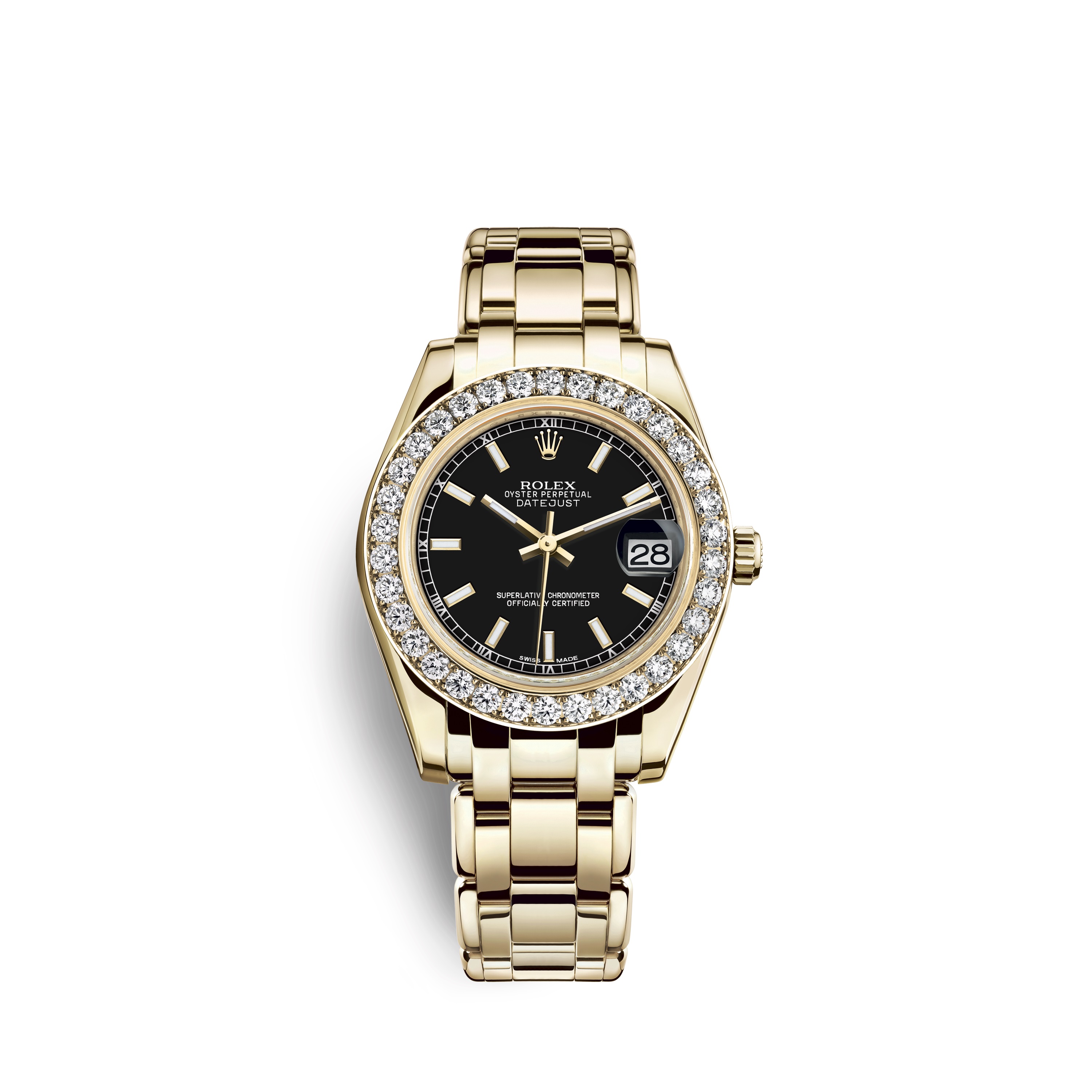 Pearlmaster 34 81298 Gold & Diamonds Watch (Black)