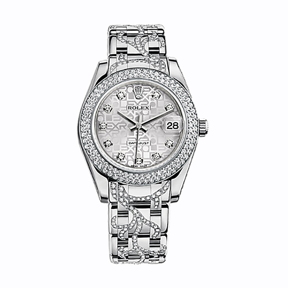 Pearlmaster 34 81339 White Gold Watch (Silver Jubilee Design Set with Diamonds)