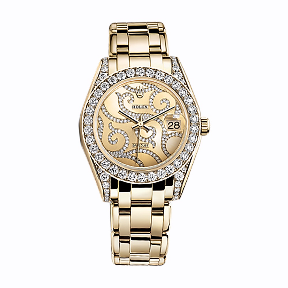 Pearlmaster 34 81158 Gold Watch (Champagne Set with Diamonds)