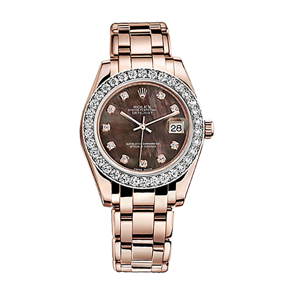 Pearlmaster 34 81285 Rose Gold Watch (Black Mother-of-Pearl Set with Diamonds)