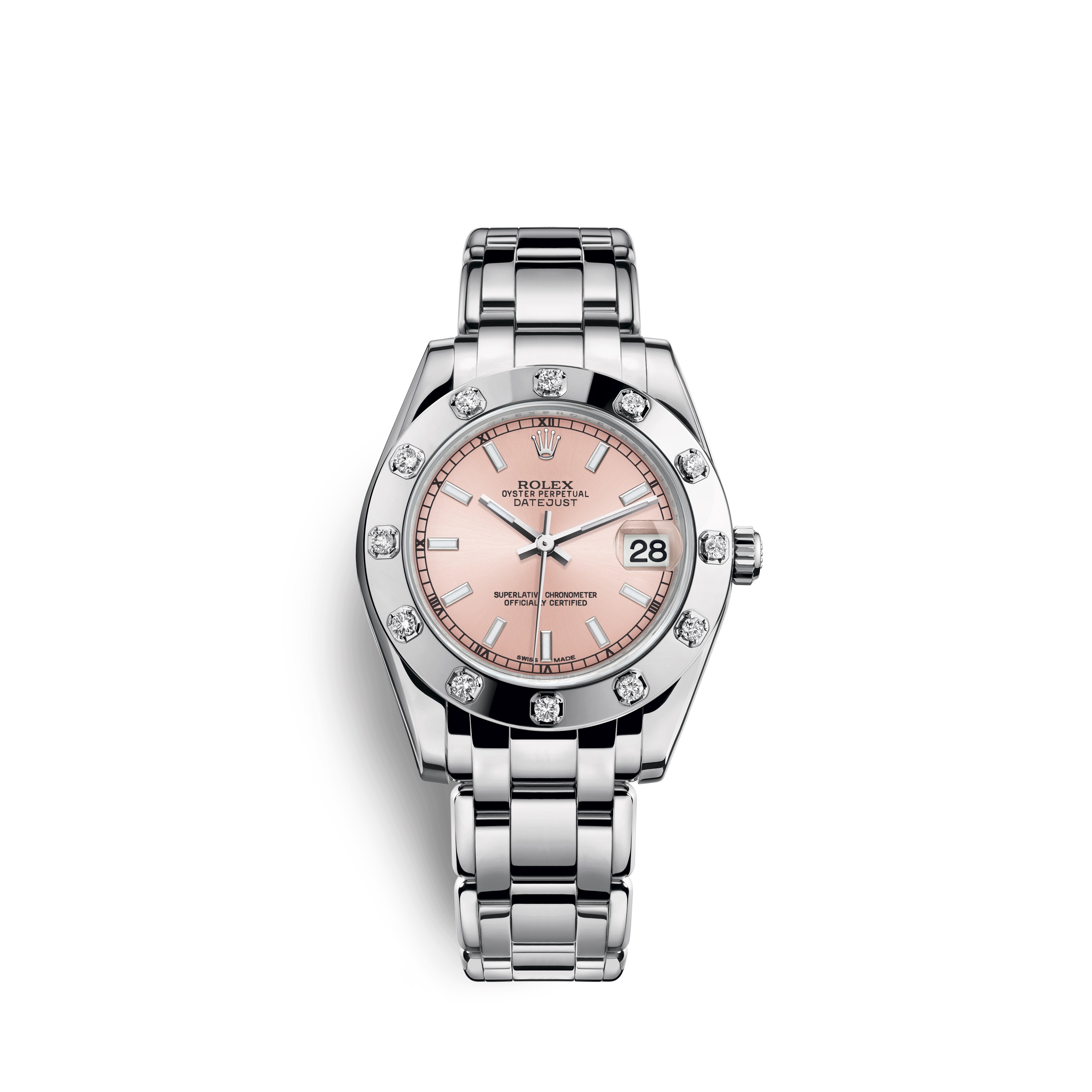 Pearlmaster 34 81319 White Gold & Diamonds Watch (Pink)