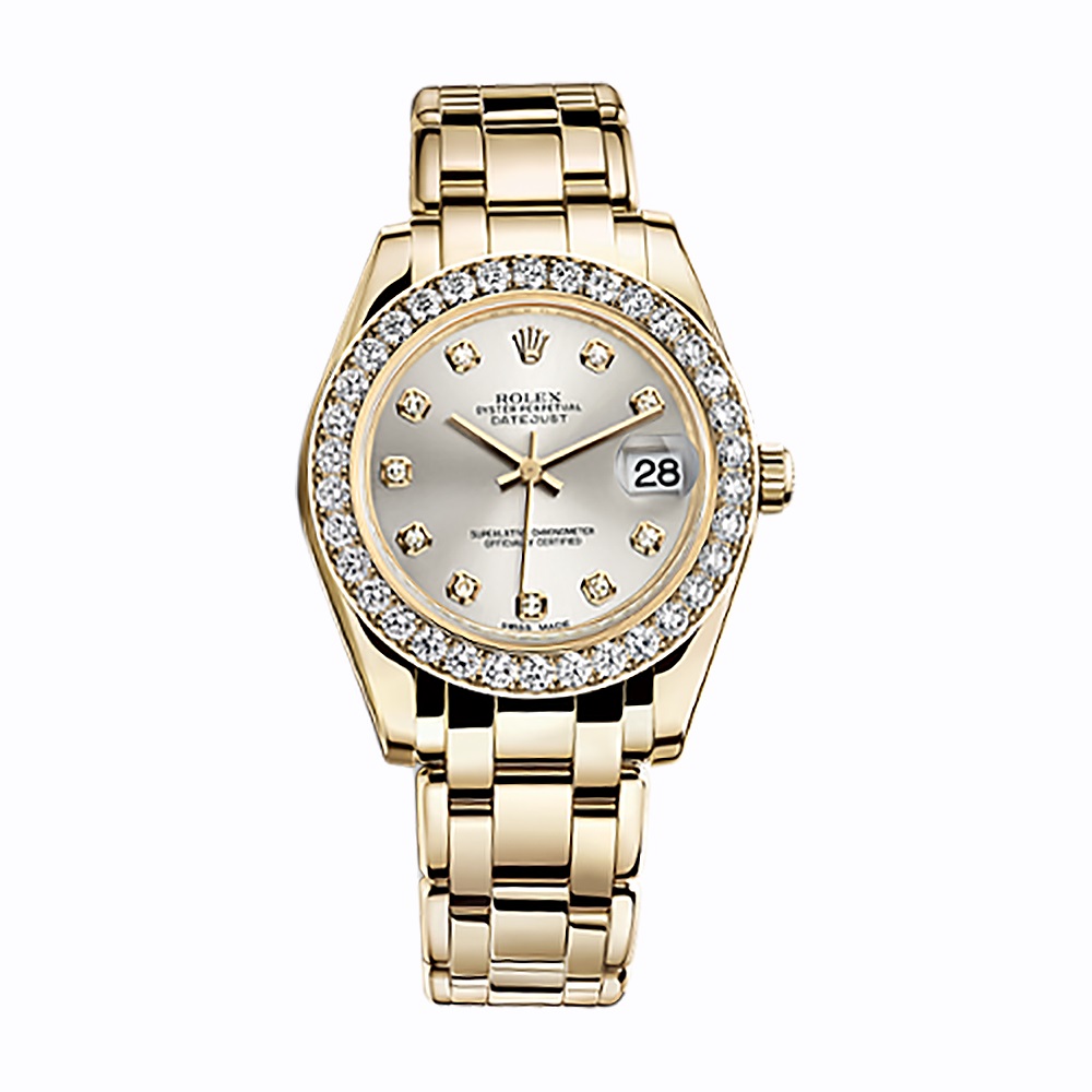 Pearlmaster 34 81298 Gold Watch (Silver Set with Diamonds)