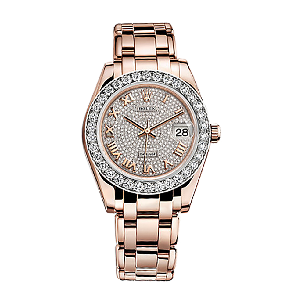 Pearlmaster 34 81285 Rose Gold Watch (18 Ct Yellow Gold Paved with 455 Diamonds)