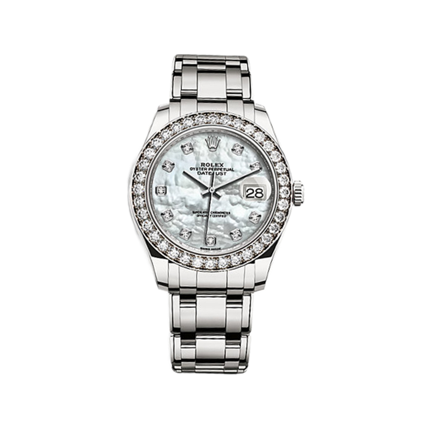 Pearlmaster 39 86289 White Gold & Diamonds Watch (White Mother-of-Pearl Set with Diamonds)