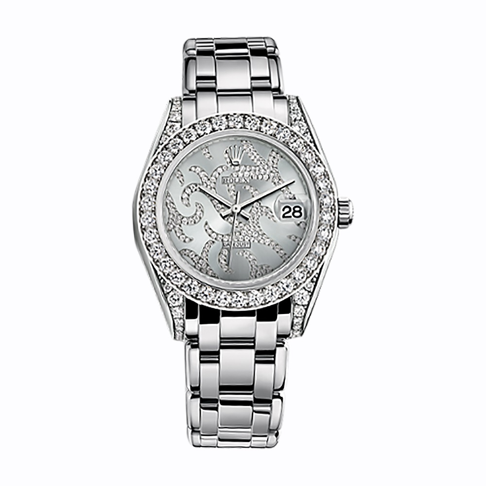 Pearlmaster 34 81159 White Gold Watch (Rhodium Set with Diamonds)