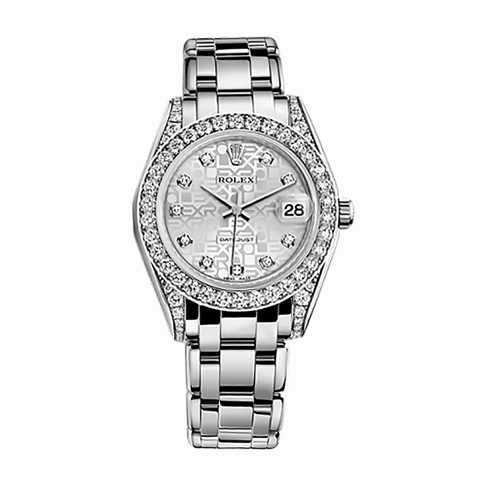 Pearlmaster 34 81159 White Gold Watch (Silver Jubilee Design Set with Diamonds)
