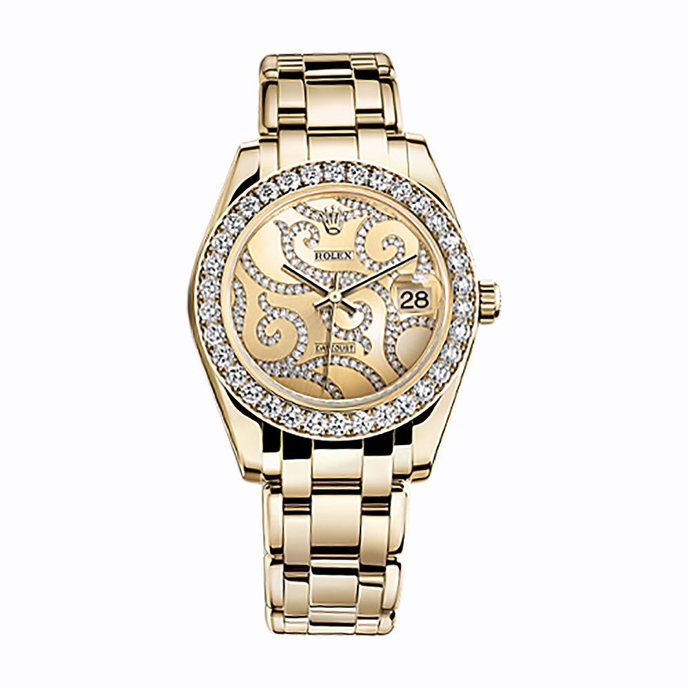 Pearlmaster 34 81298 Gold Watch (Champagne Set with Diamonds)