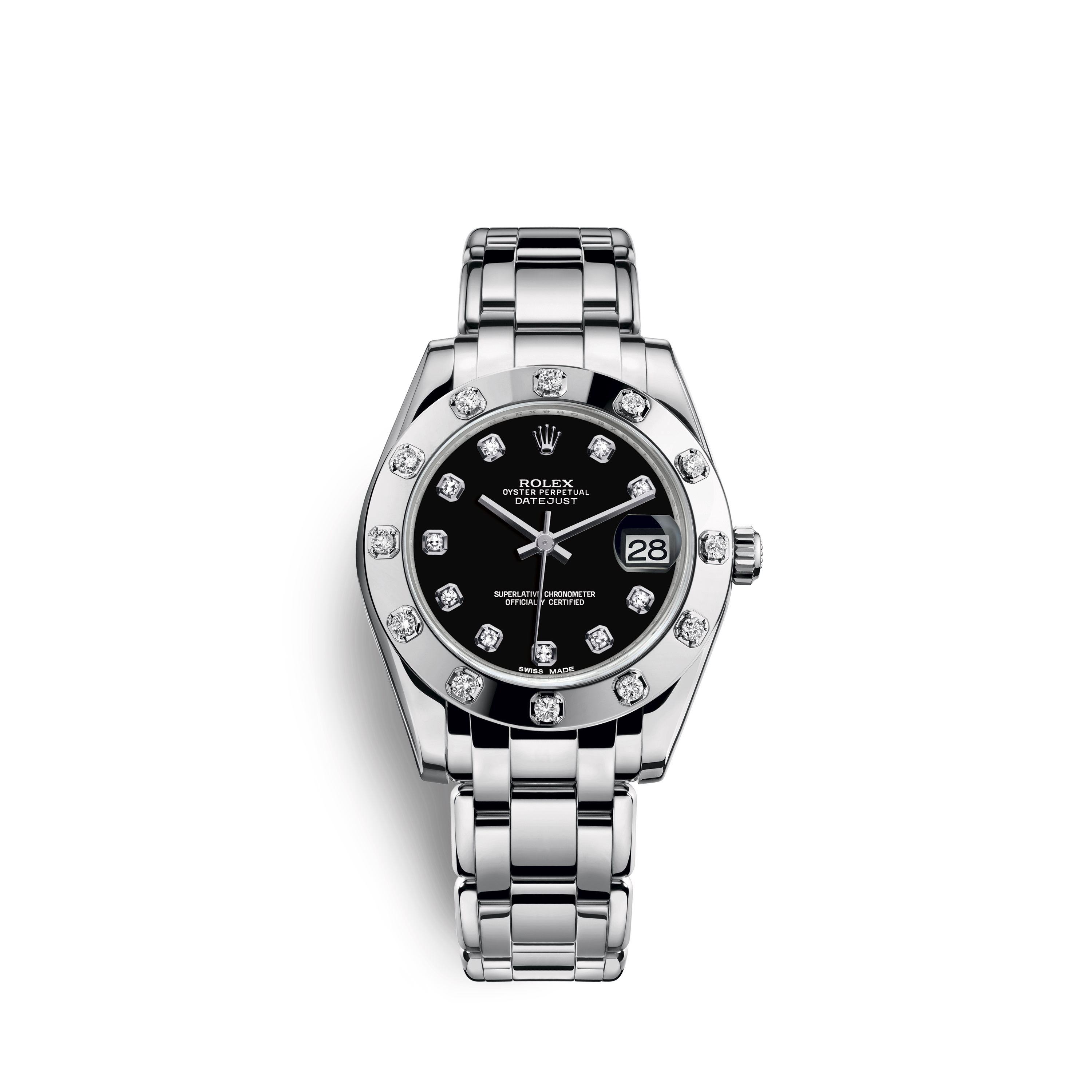 Pearlmaster 34 81319 White Gold & Diamonds Watch (Black Set with Diamonds )